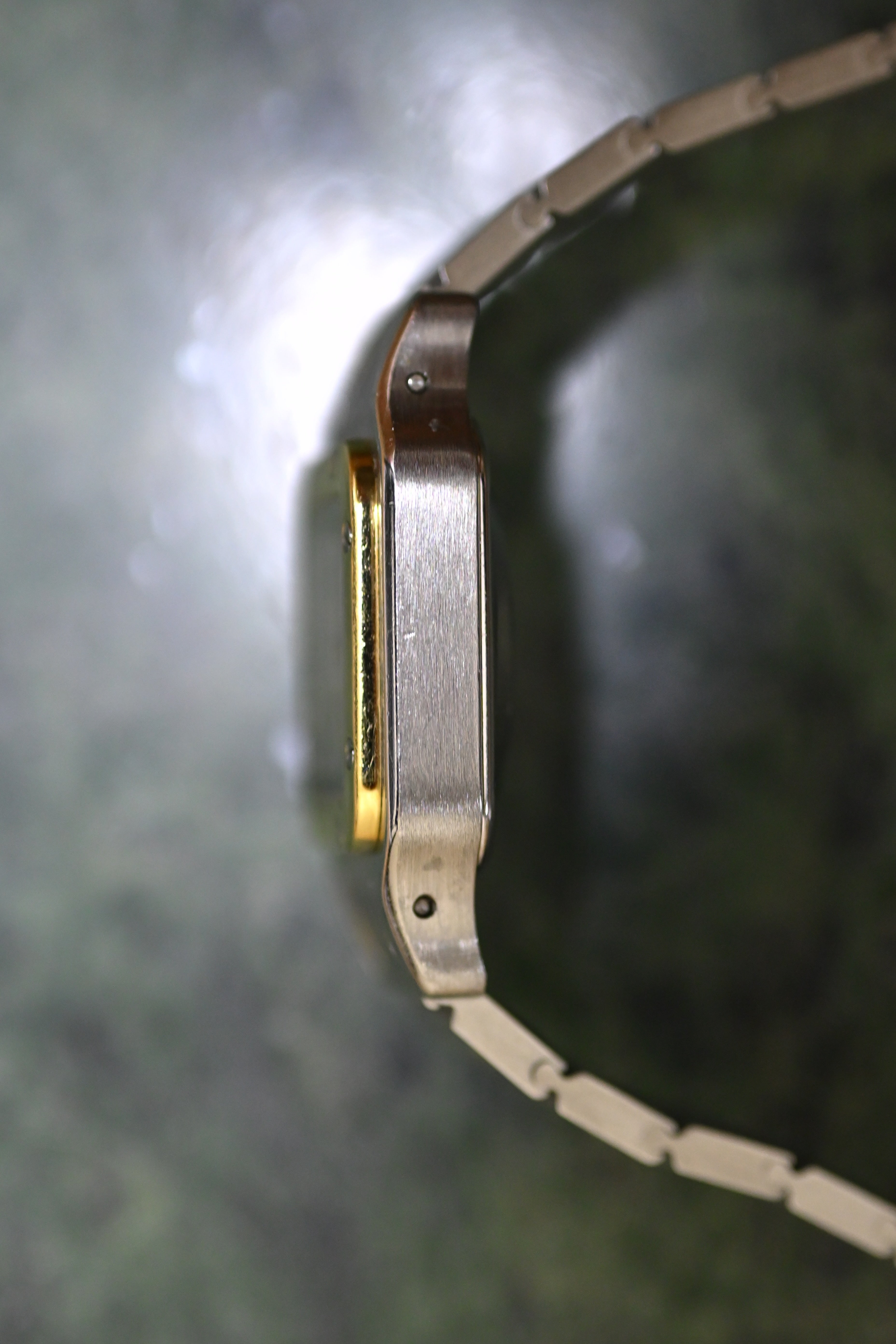 "International Warranty Included" Cartier Santos Galbe LM Size Godron Bracelet Stainless Steel x Gold Combination Automatic Model Ref.2961