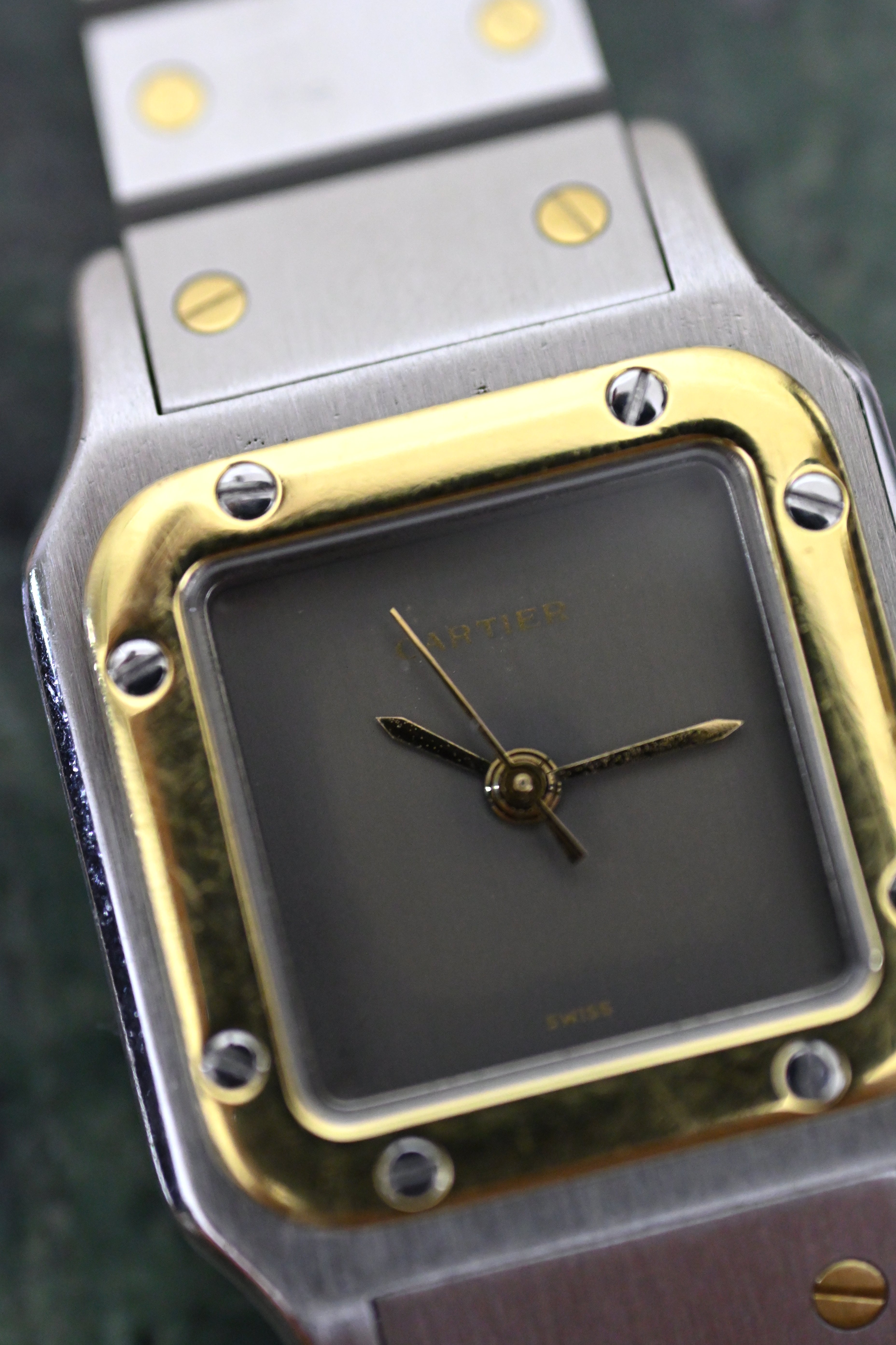 "International Warranty Included" Cartier Santos Galbe LM Size Godron Bracelet Stainless Steel x Gold Combination Automatic Model Ref.2961