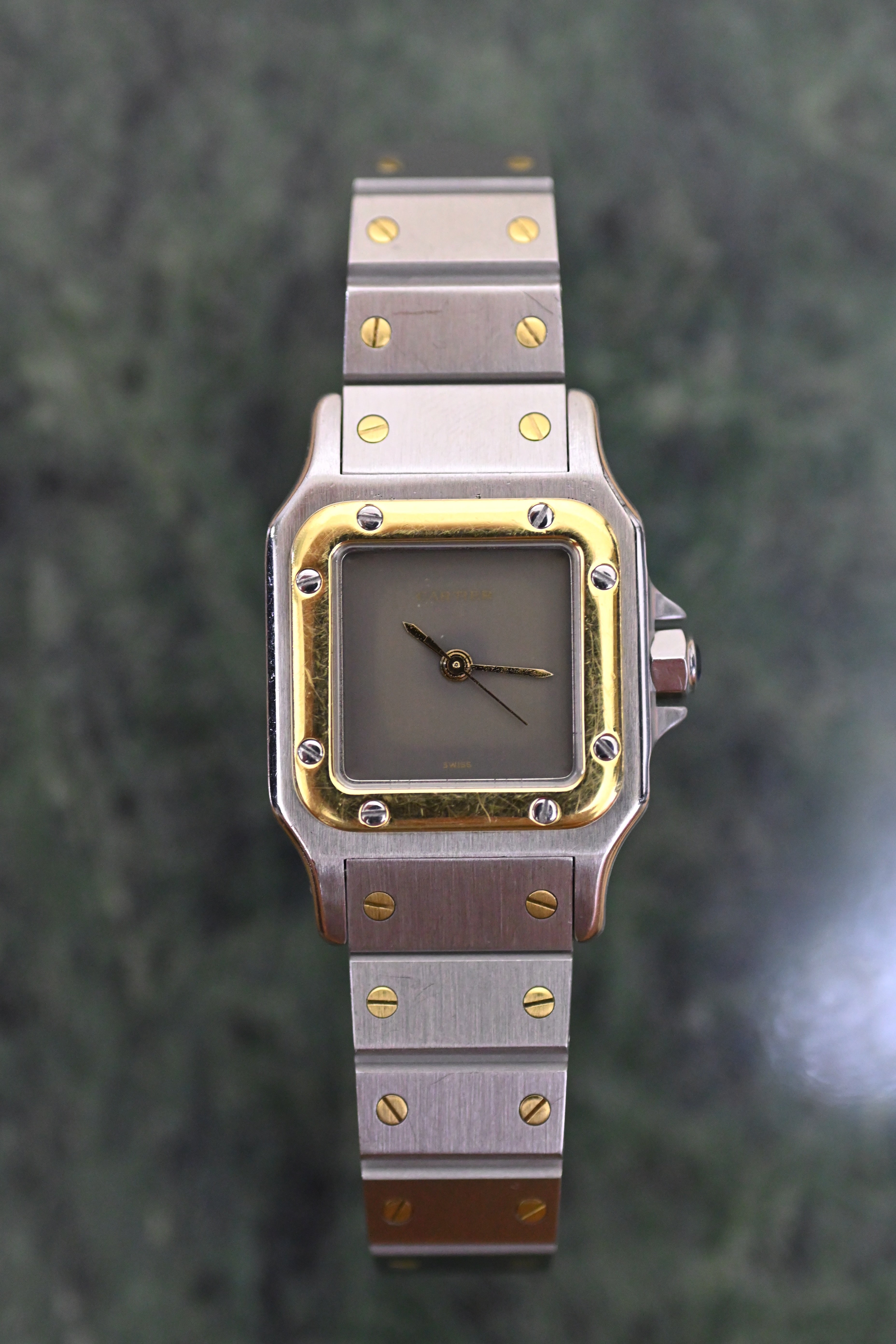 "International Warranty Included" Cartier Santos Galbe LM Size Godron Bracelet Stainless Steel x Gold Combination Automatic Model Ref.2961