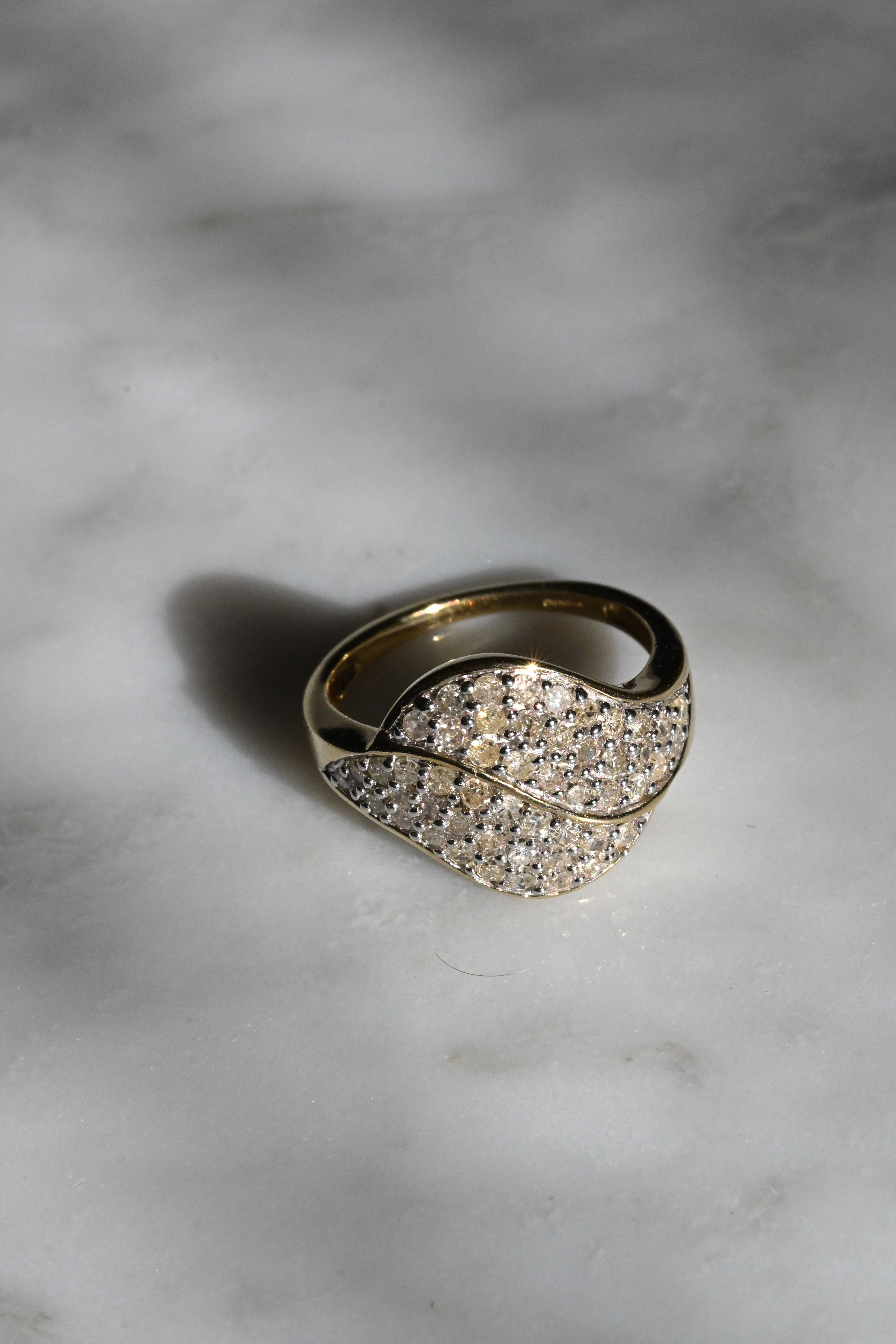 9K ヴィンテージリング 1ct ダイヤモンド クラスター