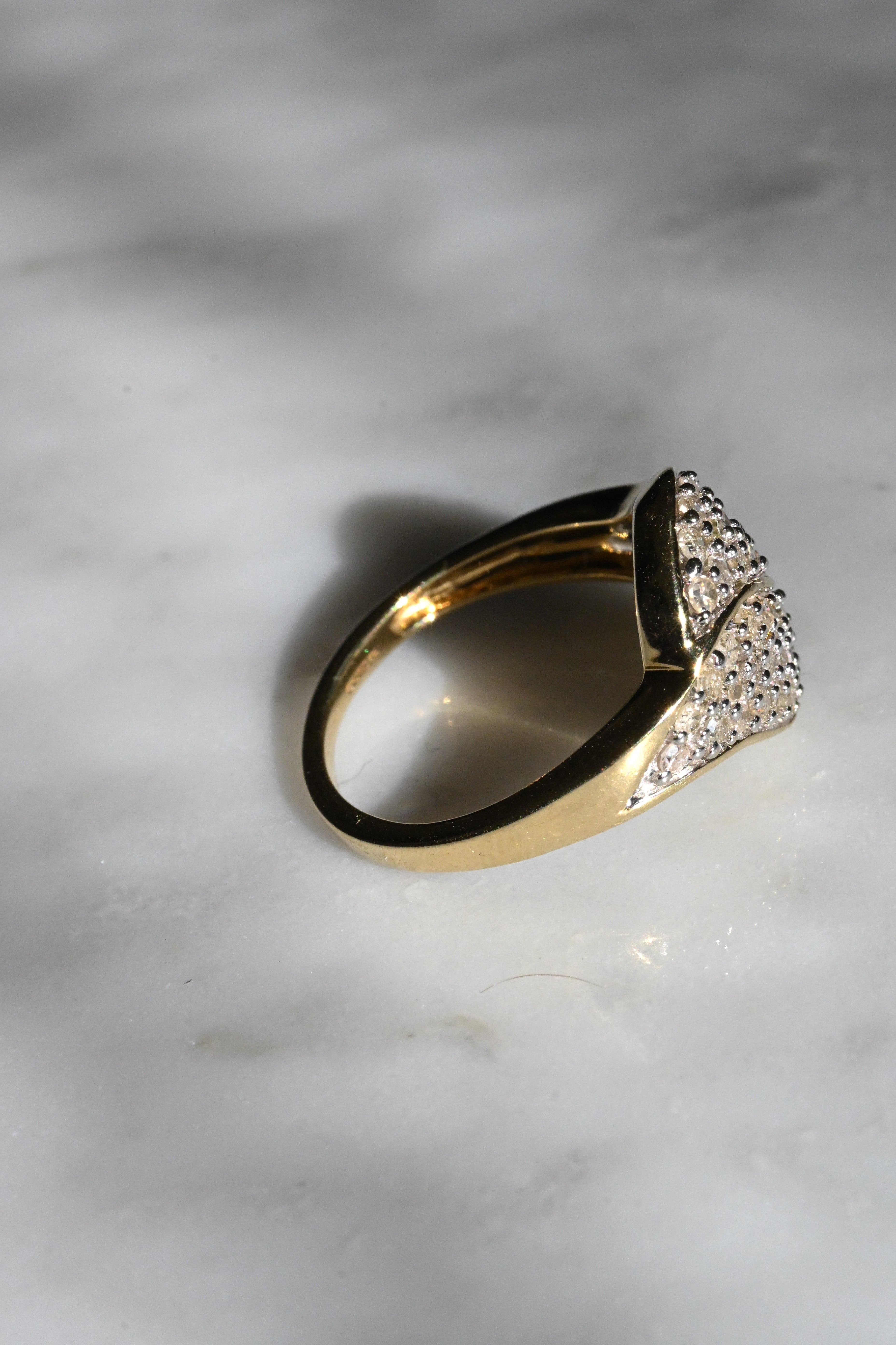 9K ヴィンテージリング 1ct ダイヤモンド クラスター