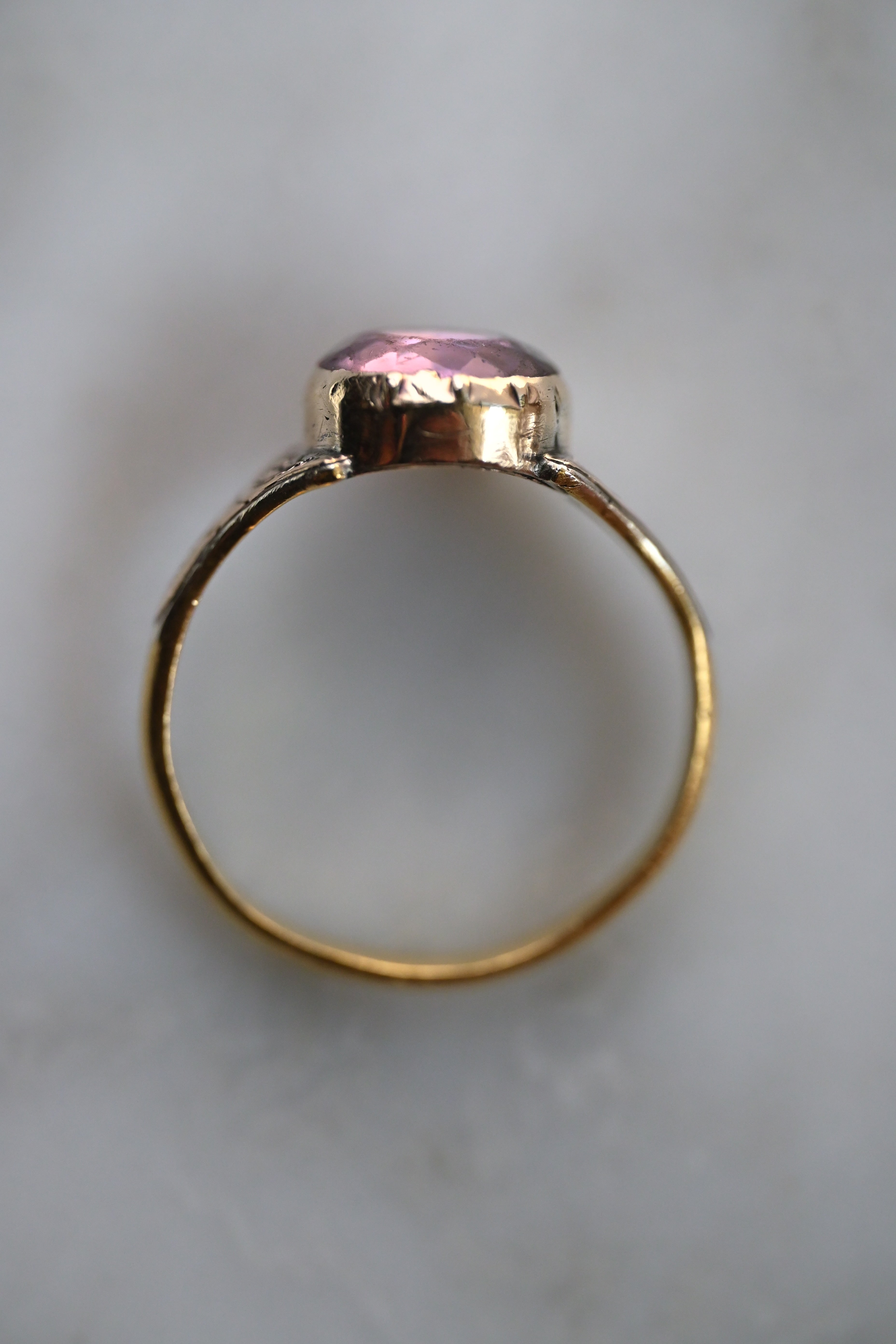 【18世紀・ジョージアン】稀少 18K/9K ゴールド 天然アメジストリング