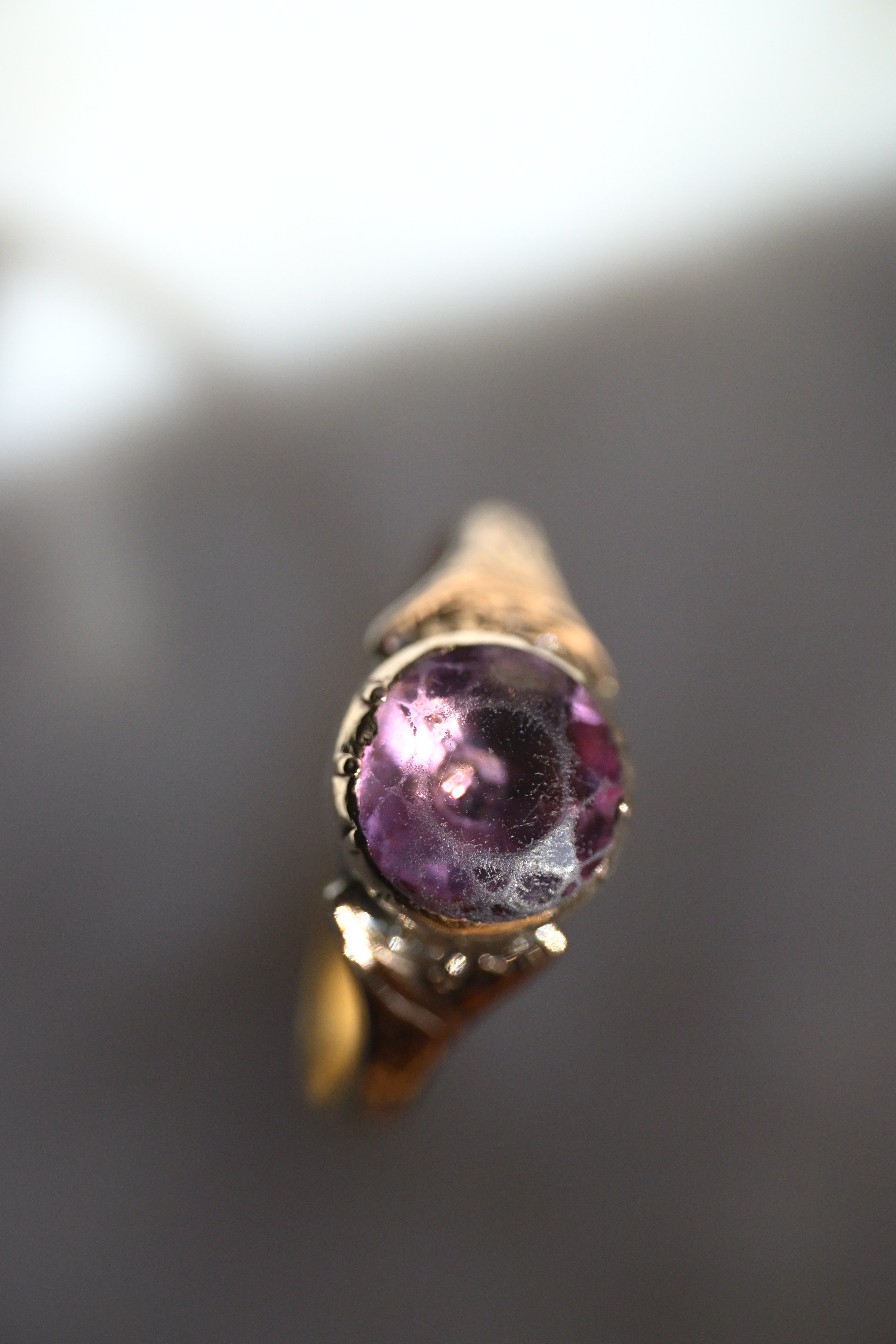 【18世紀・ジョージアン】稀少 18K/9K ゴールド 天然アメジストリング