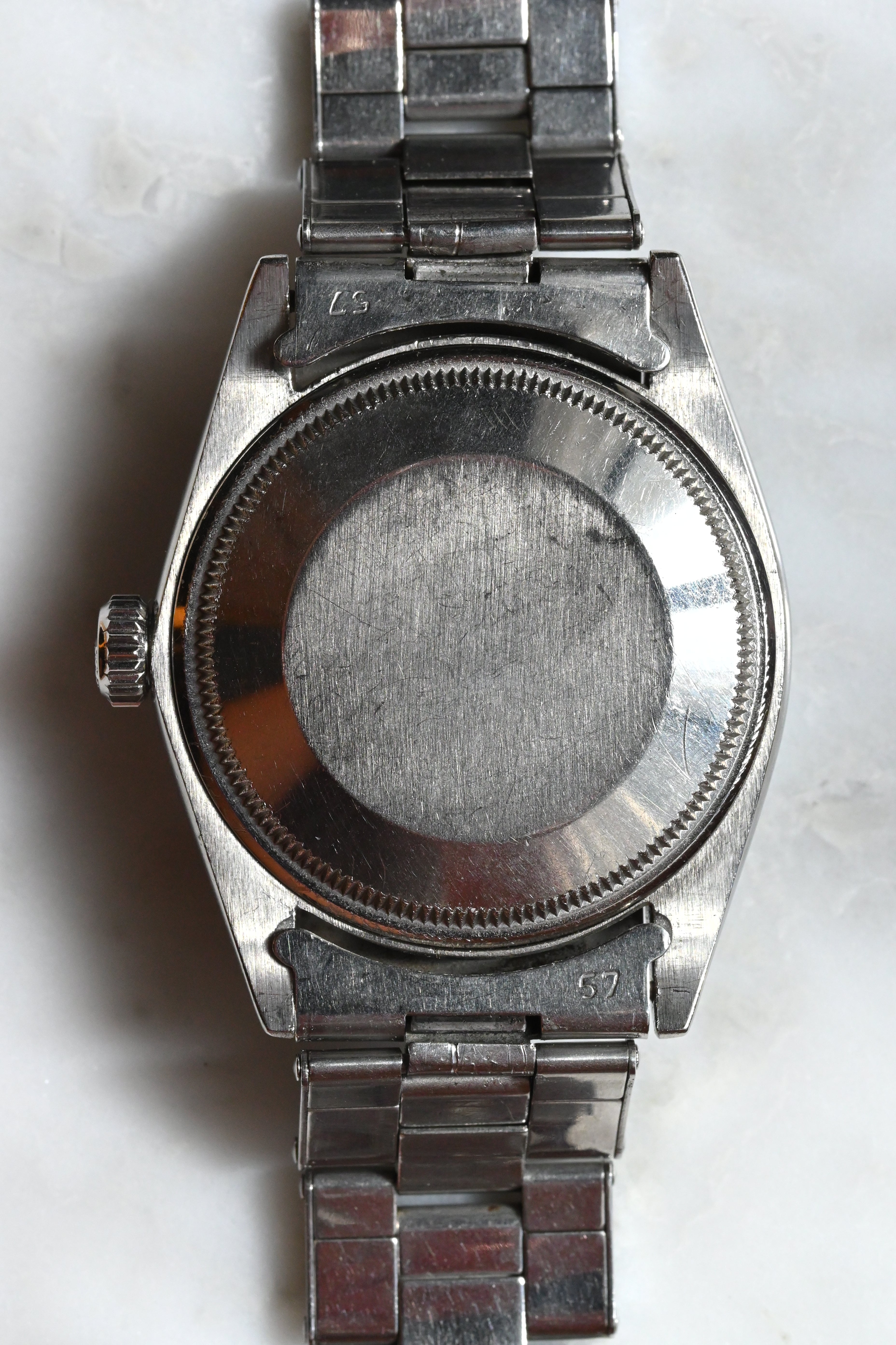 箱/保証書付き ROLEX ロレックス オイスターパーペチュアルデイト Ref.1500 トロピカルコスモダイヤル