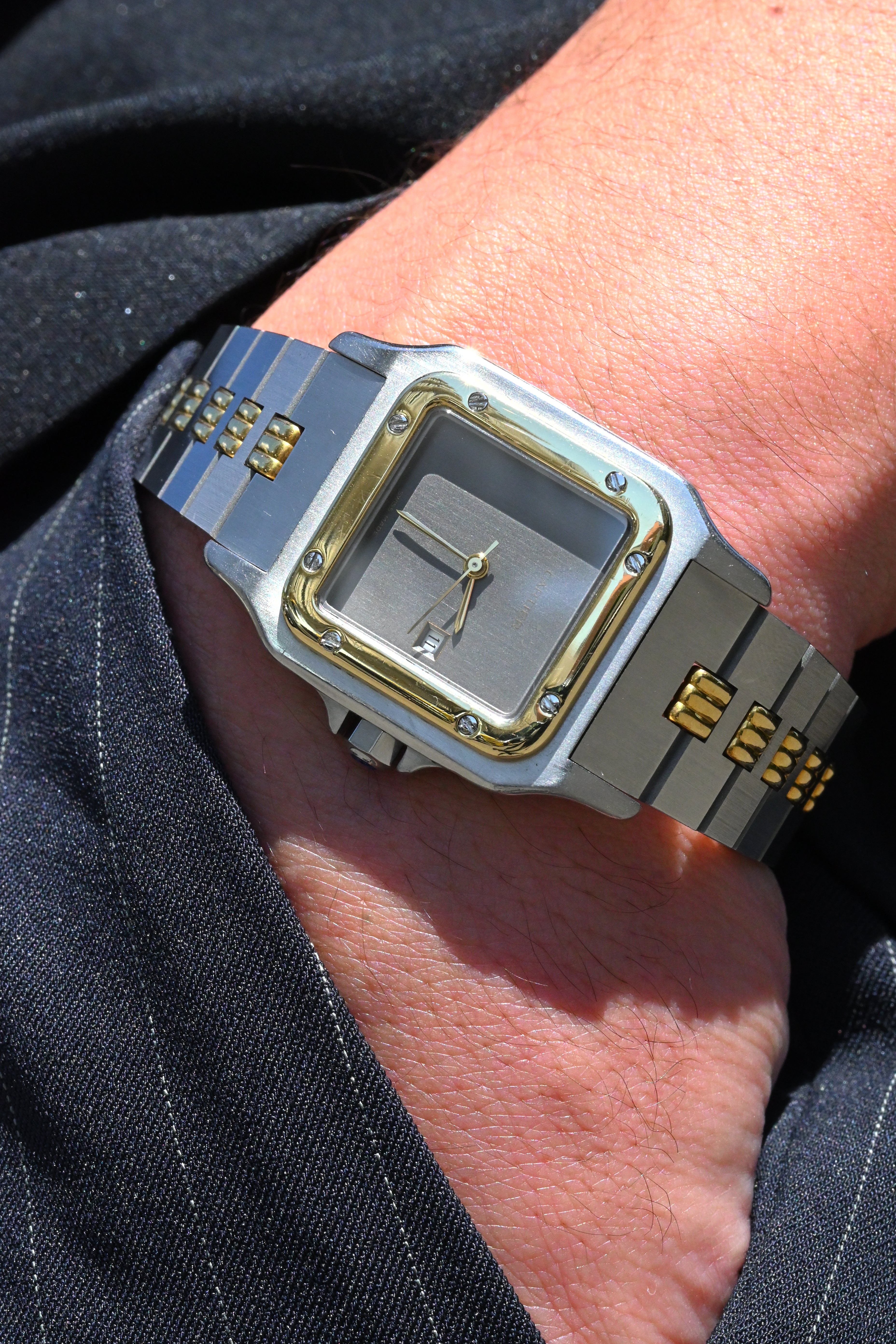 CARTIER カルティエ サントスカレ LMサイズ グレー ゴースト コンビモデル ゴドロンブレス Ref.2961 自動巻