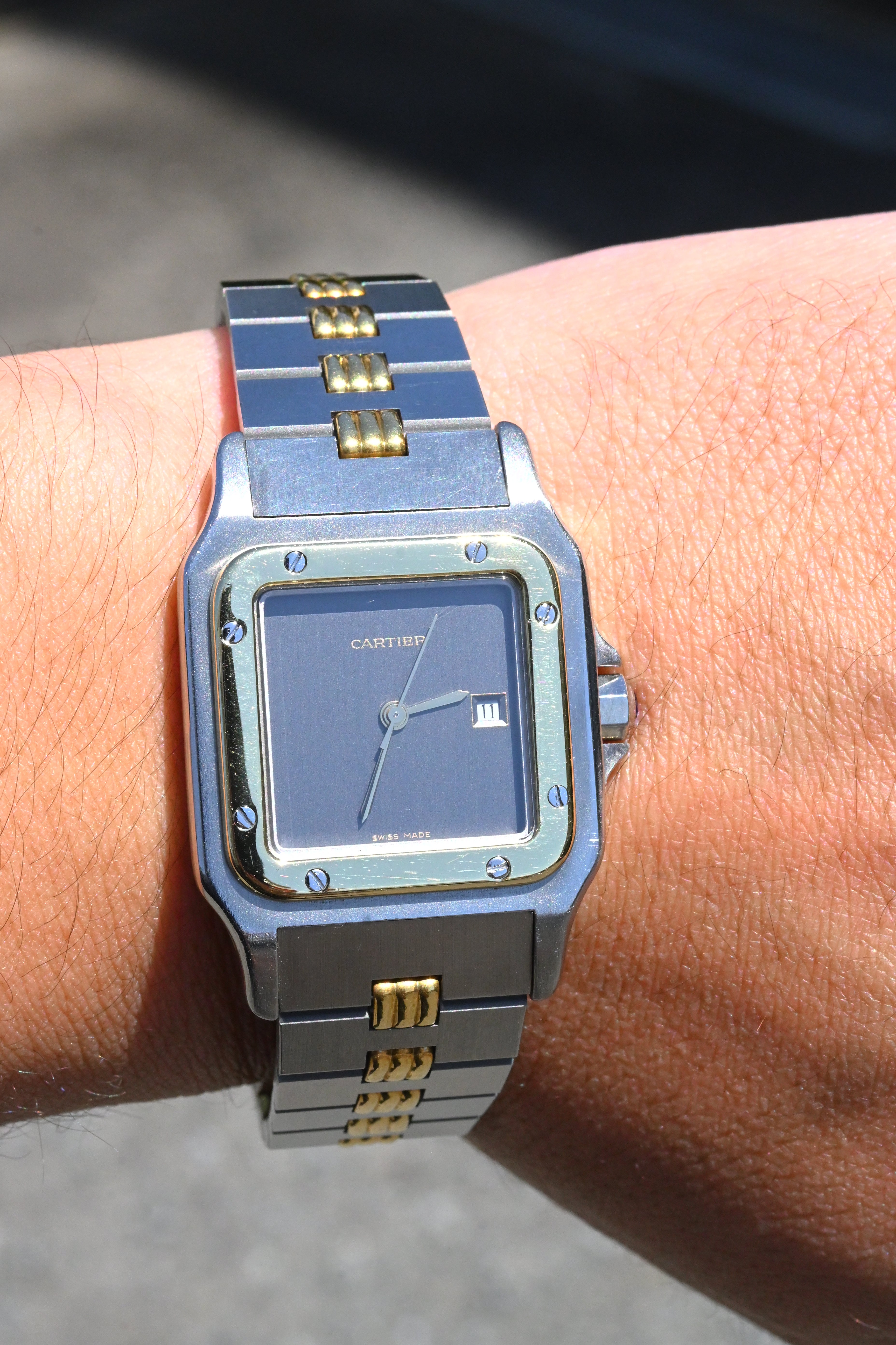 CARTIER カルティエ サントスカレ LMサイズ グレー ゴースト コンビモデル ゴドロンブレス Ref.2961 自動巻
