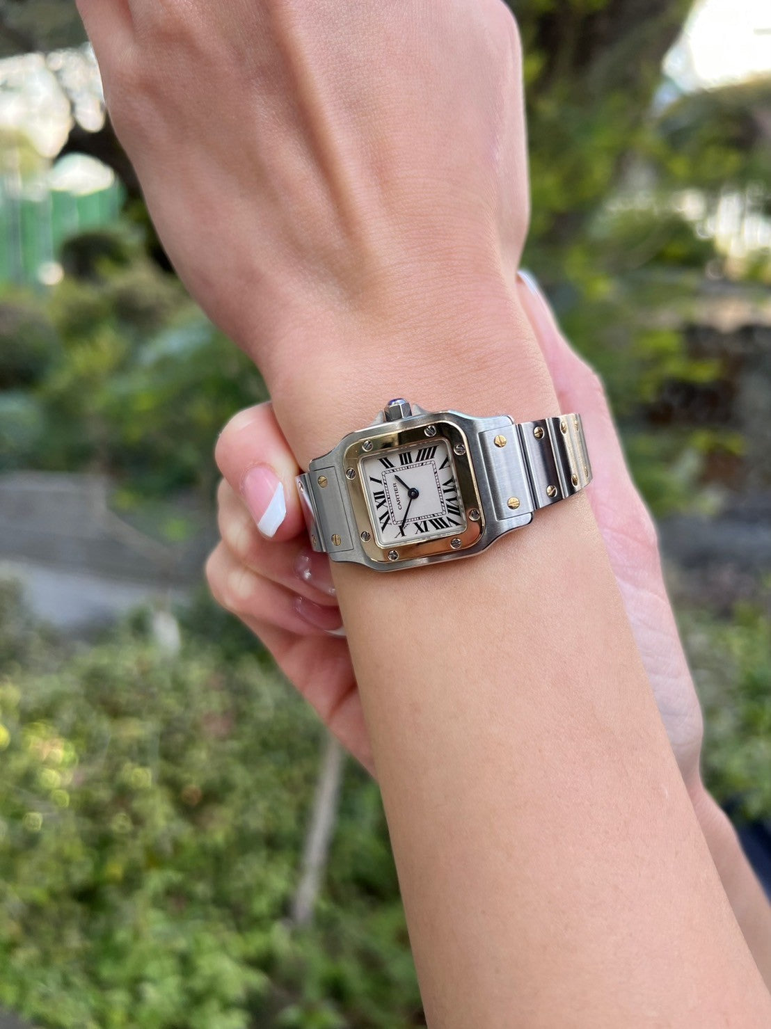 カルティエ サントスガルべSMサイズ コンビ クオーツ レディースウォッチ(ボックス付き)