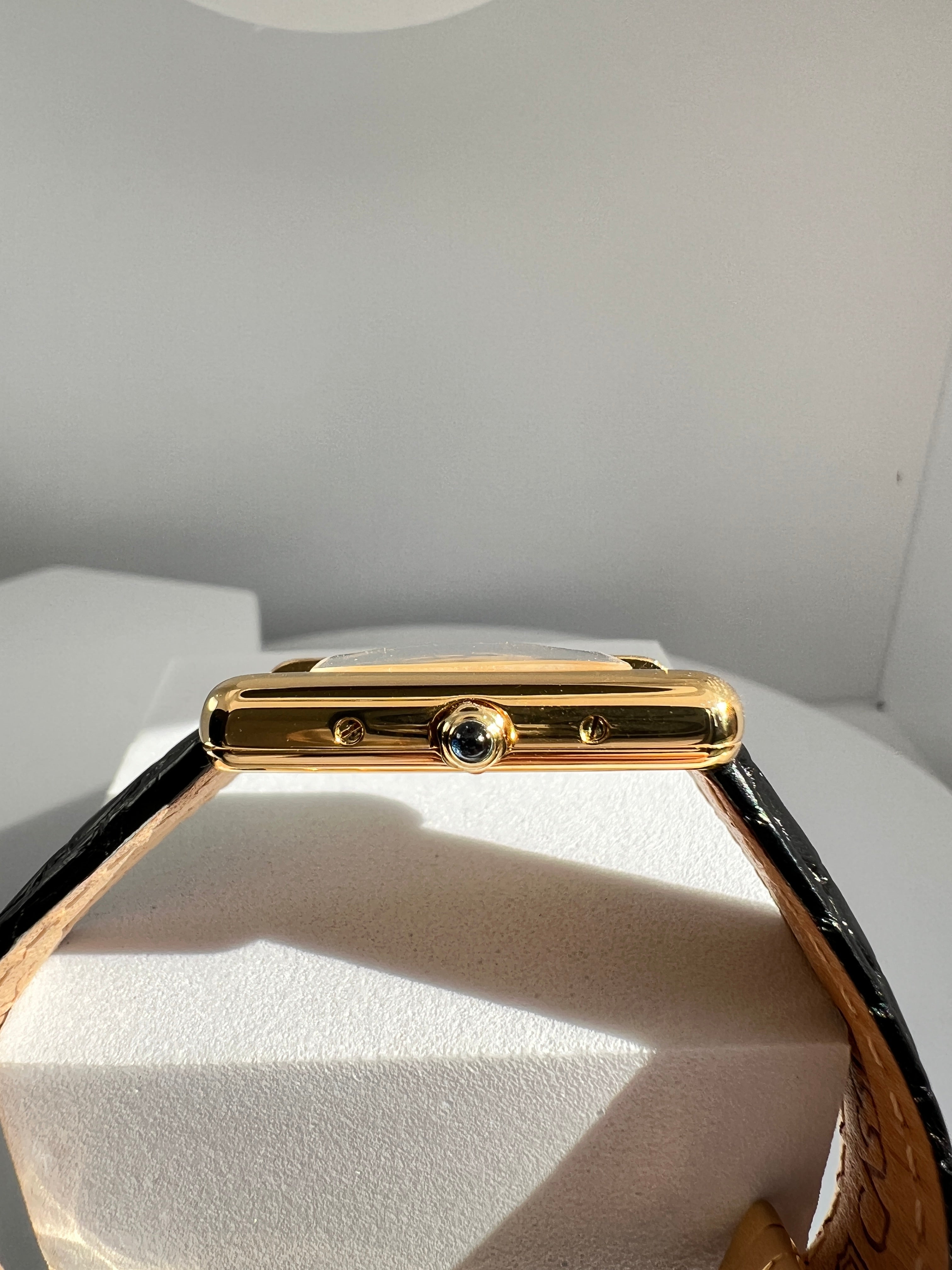 Must de Cartier Tank Ladies Vintage Watch Ivory SM Size Quartz Sterling Silver with 18K Vermeil