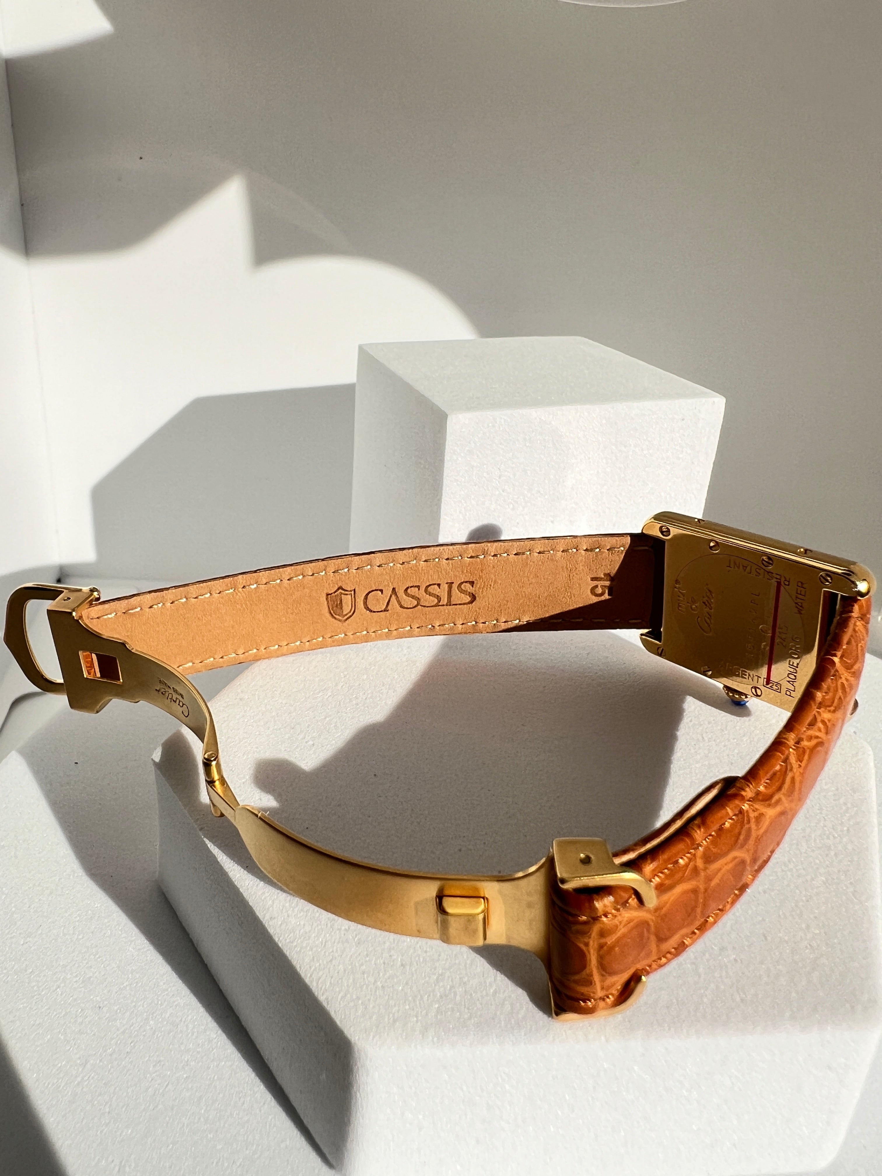 マスト ドゥ カルティエ タンク レディースヴィンテージウォッチ ピンク アクアリーノ MMサイズ 純銀に18Kヴェルメイユ