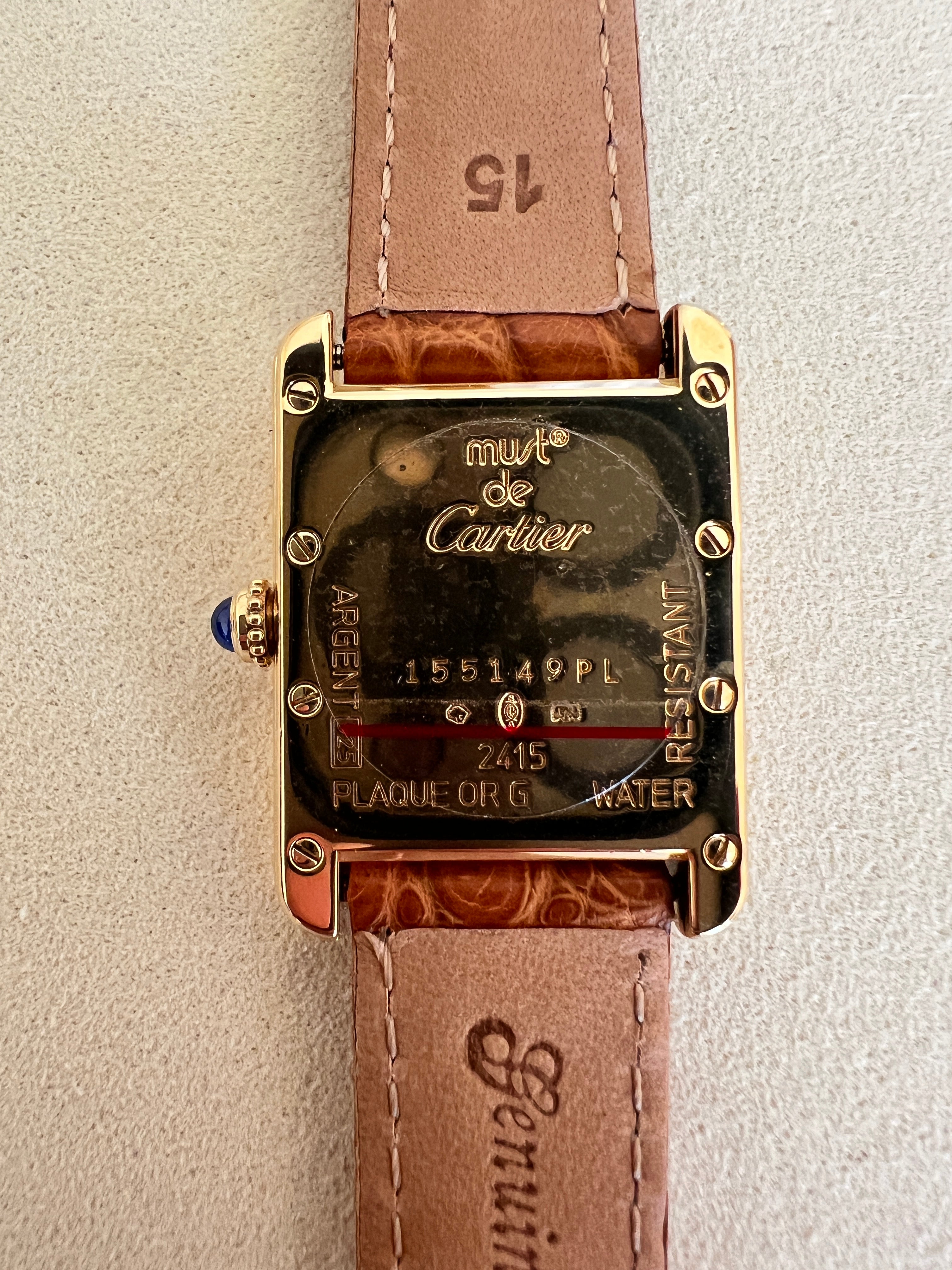 マスト ドゥ カルティエ タンク レディースヴィンテージウォッチ ピンク アクアリーノ MMサイズ 純銀に18Kヴェルメイユ
