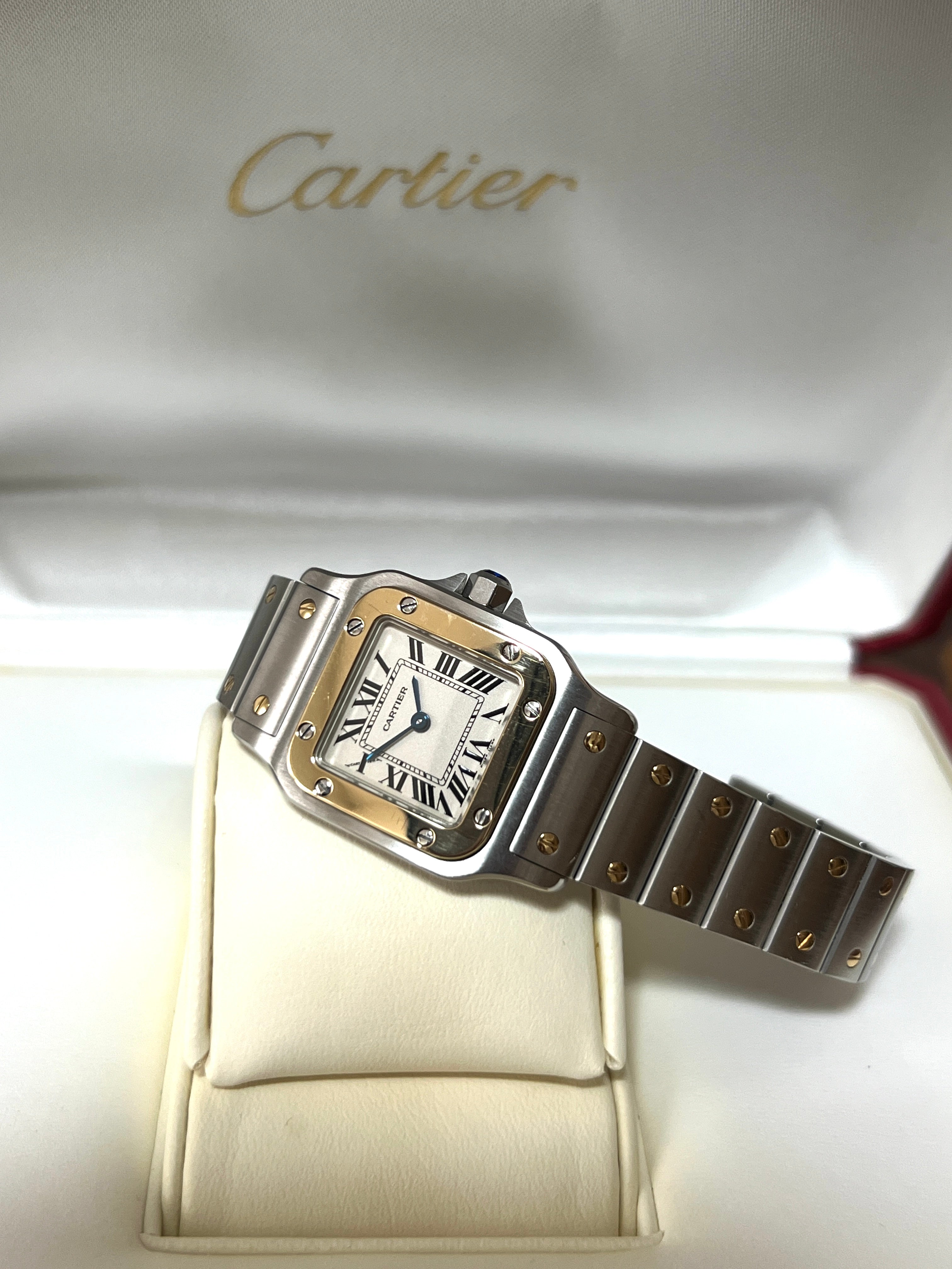 カルティエ サントスガルべSMサイズ コンビ クオーツ レディースウォッチ(ボックス付き)