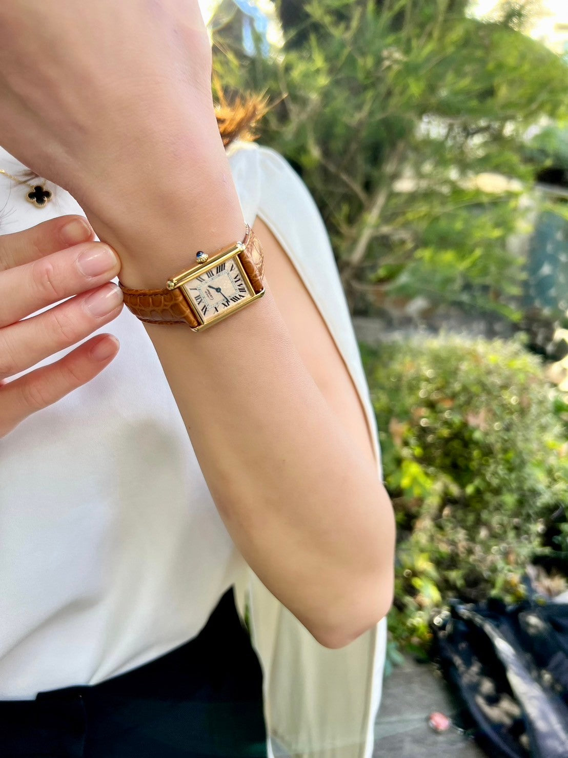 マスト ドゥ カルティエ タンク レディースヴィンテージウォッチ ピンク アクアリーノ MMサイズ 純銀に18Kヴェルメイユ