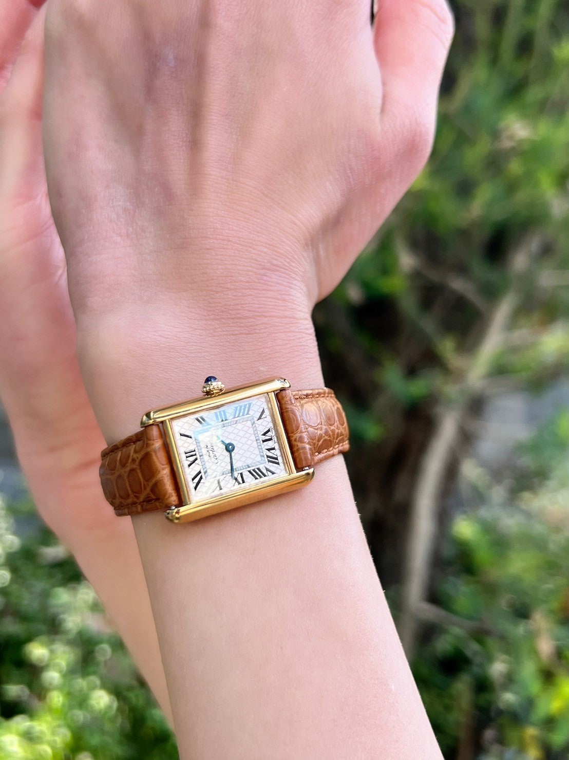 マスト ドゥ カルティエ タンク レディースヴィンテージウォッチ ピンク アクアリーノ MMサイズ 純銀に18Kヴェルメイユ