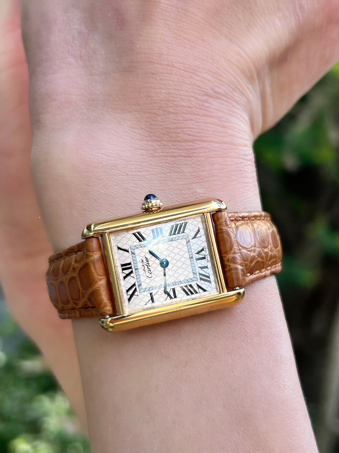 マスト ドゥ カルティエ タンク レディースヴィンテージウォッチ ピンク アクアリーノ MMサイズ 純銀に18Kヴェルメイユ
