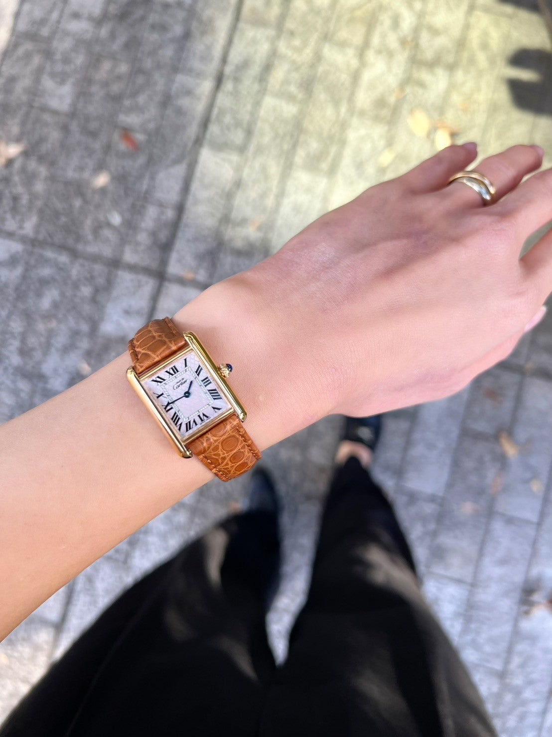 マスト ドゥ カルティエ タンク レディースヴィンテージウォッチ ピンク アクアリーノ MMサイズ 純銀に18Kヴェルメイユ