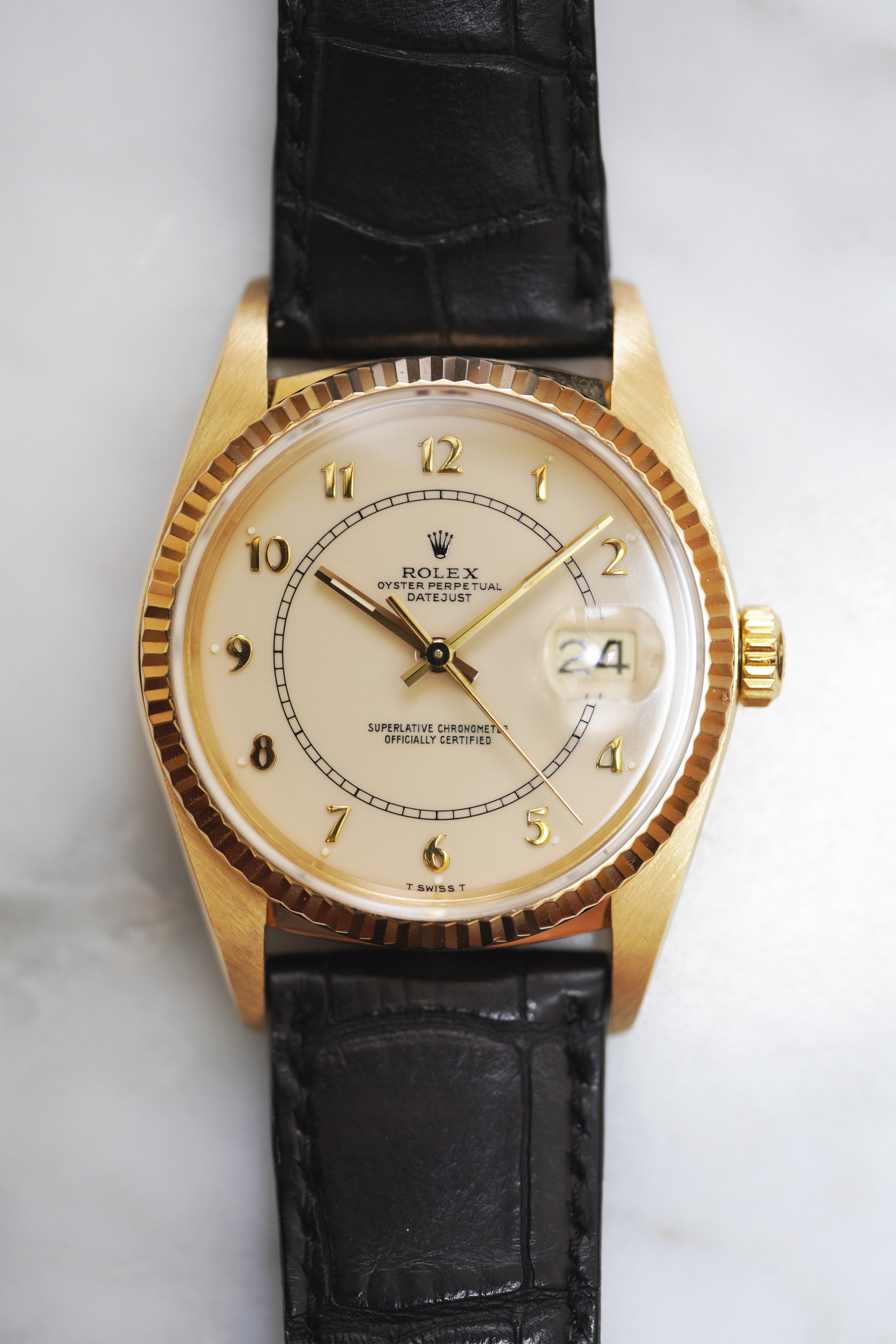 ROLEX ロレックス 18KYG デイトジャスト Ref.16018 アイボリーボイラー