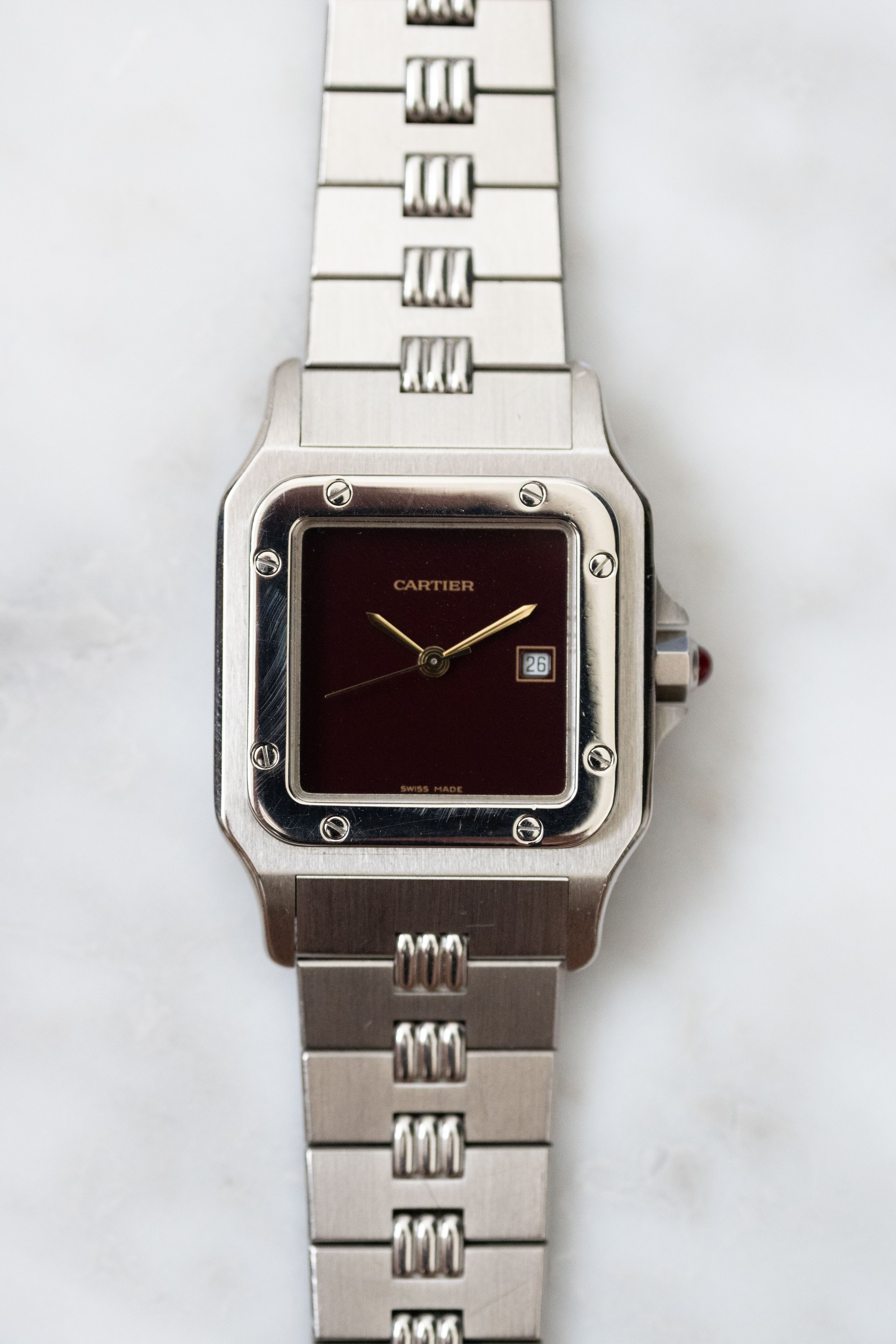 Cartier Santos Galbee LM size stainless steel x gold combination automatic model Ref: 2961