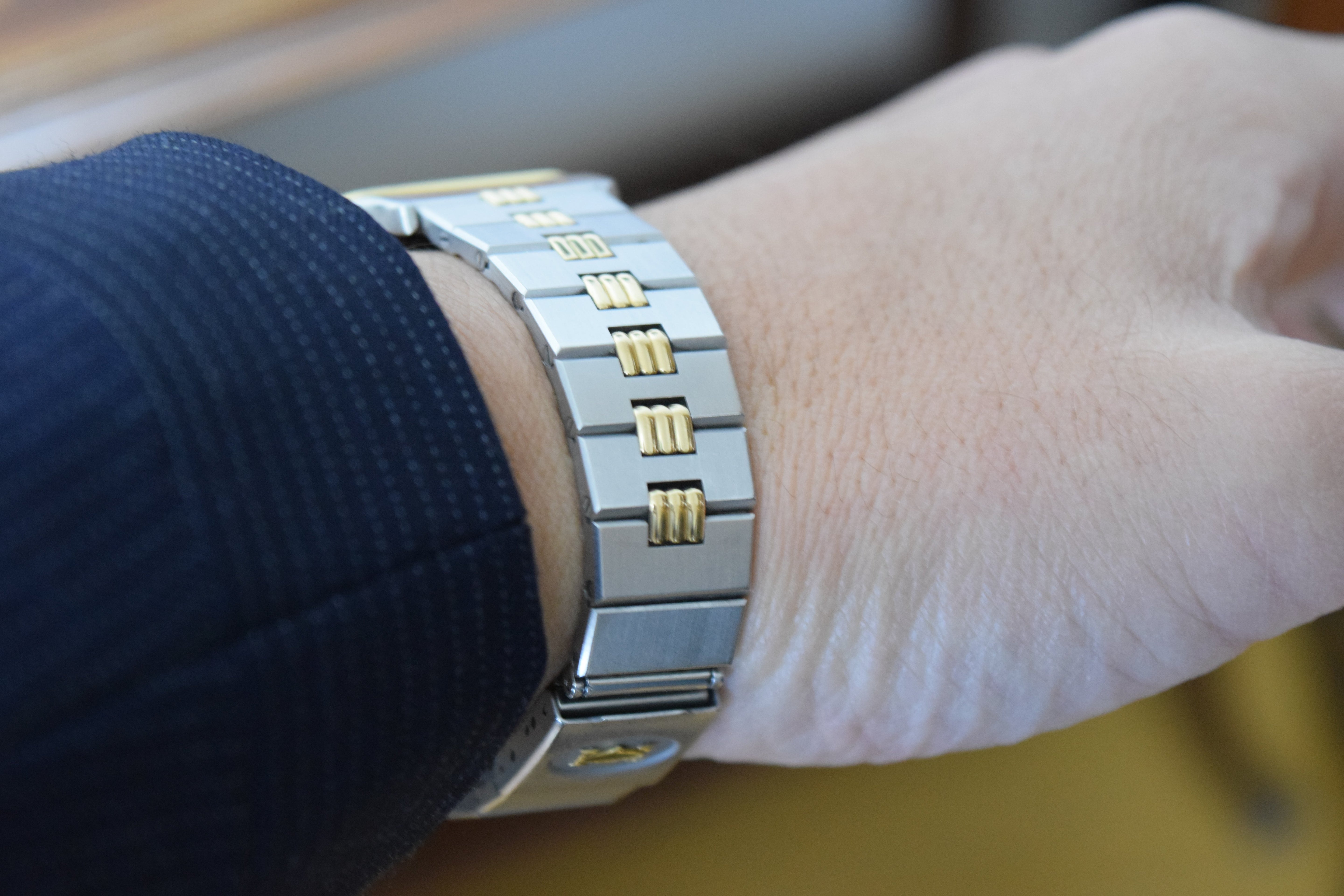 "International Warranty Included" Cartier Santos Galbe LM Size Godron Bracelet Stainless Steel x Gold Combination Automatic Model Ref.2961