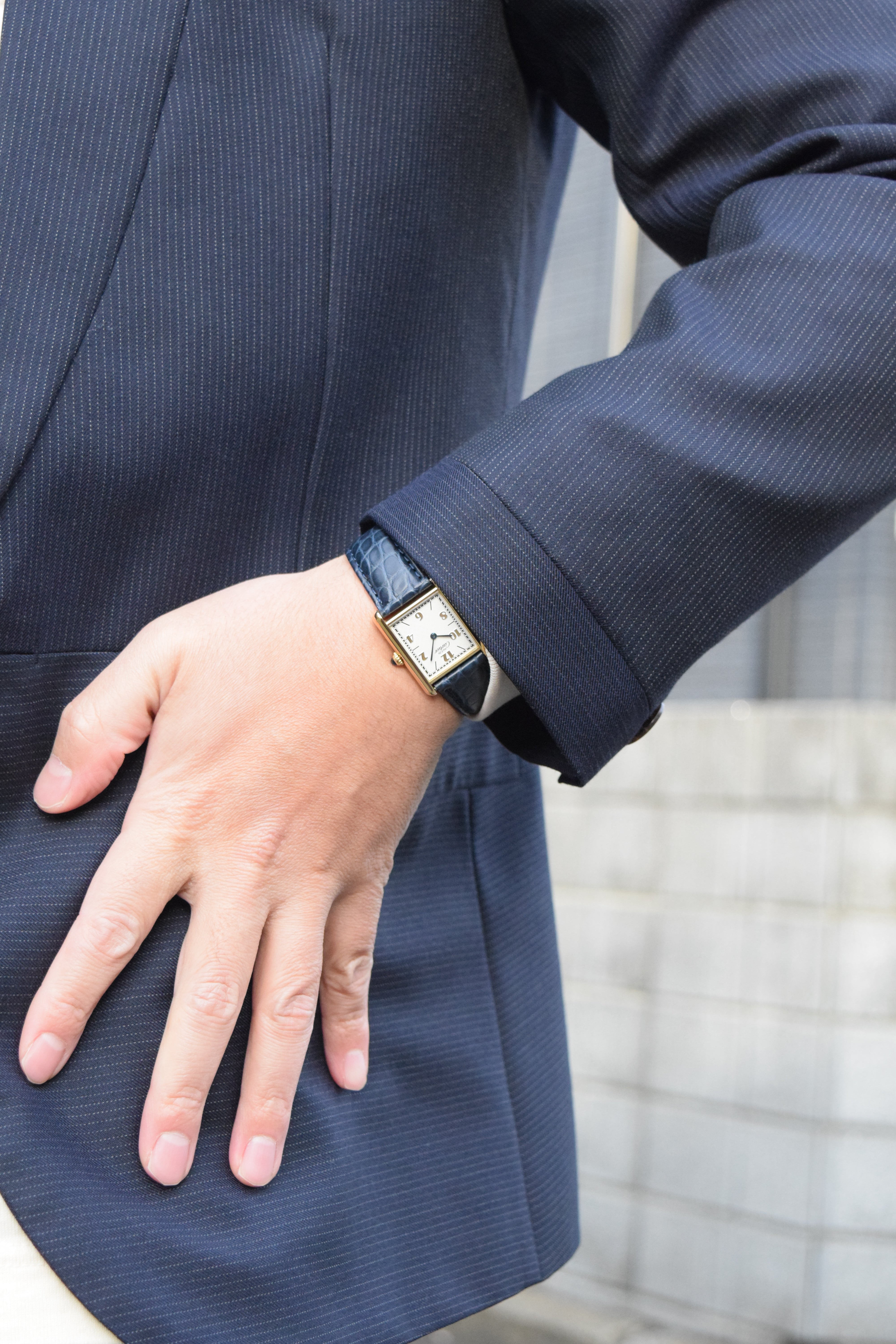 Discontinued Must de Cartier Tank Unisex Vintage Watch Flying Arabia LM Size Pure Silver with 18K Vermeil