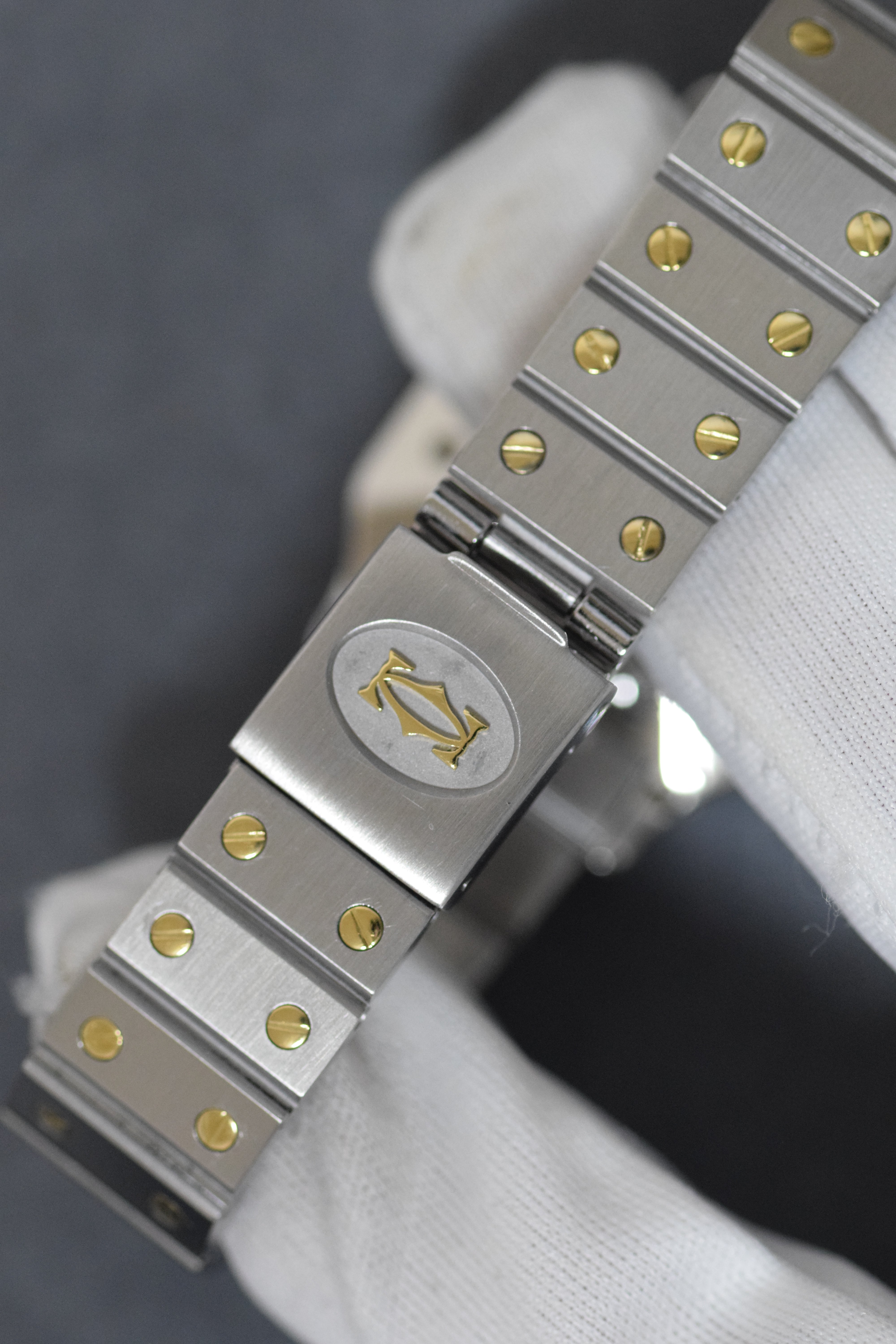 Cartier Santos Galbee LM size stainless steel x gold combination automatic model Ref: 2961