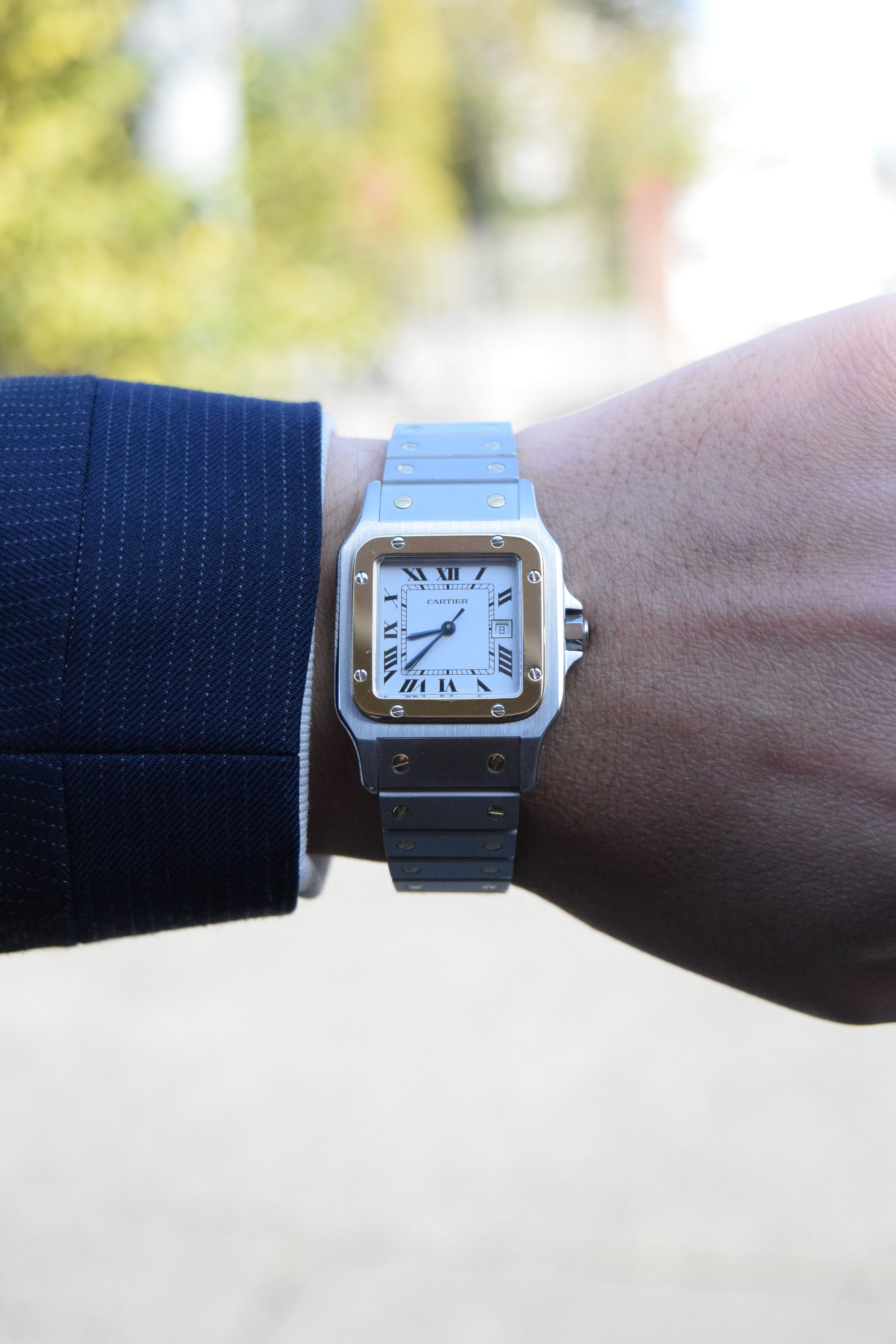 Cartier Santos Galbee LM size stainless steel x gold combination automatic model Ref: 2961