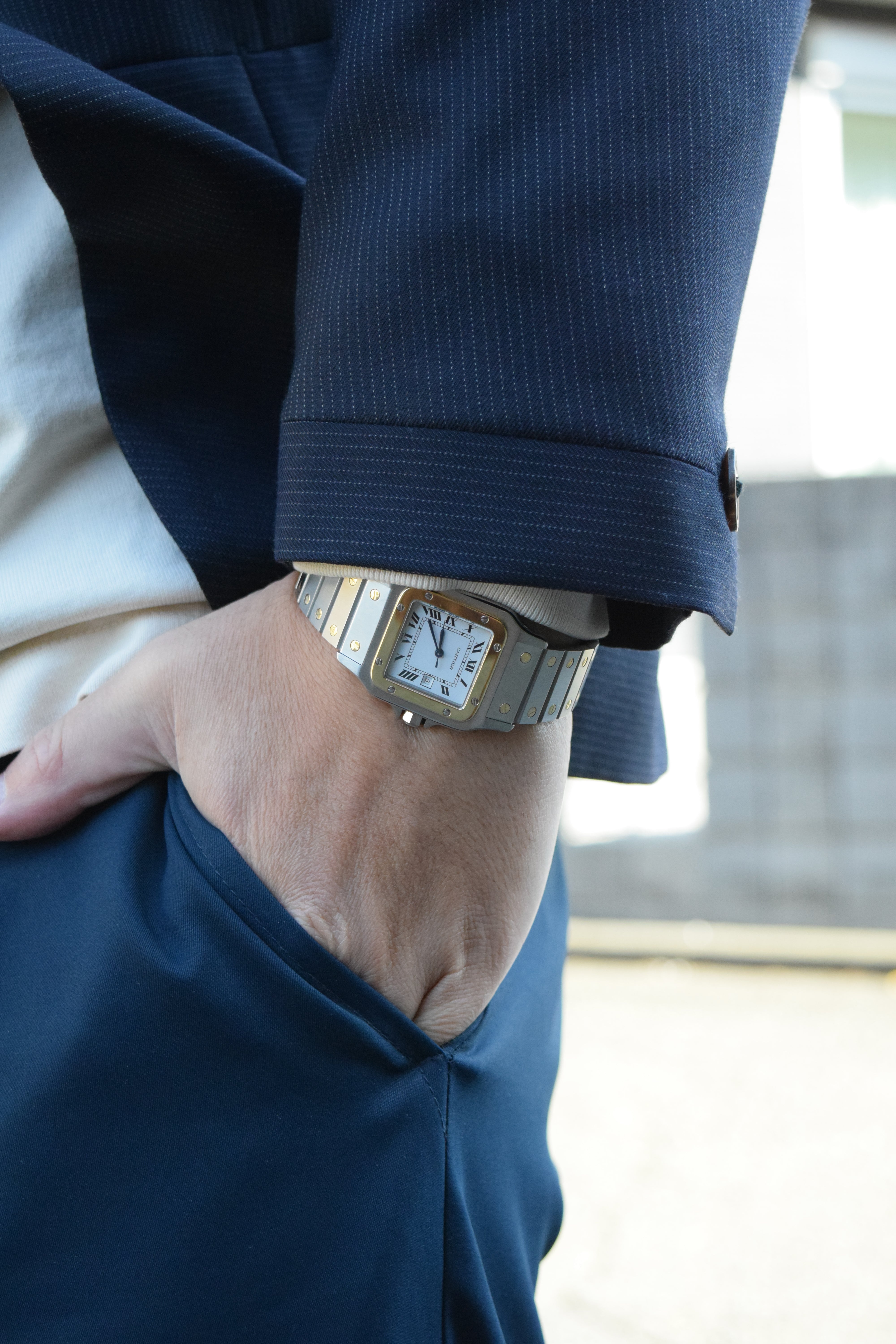 Cartier Santos Galbee LM size stainless steel x gold combination automatic model Ref: 2961