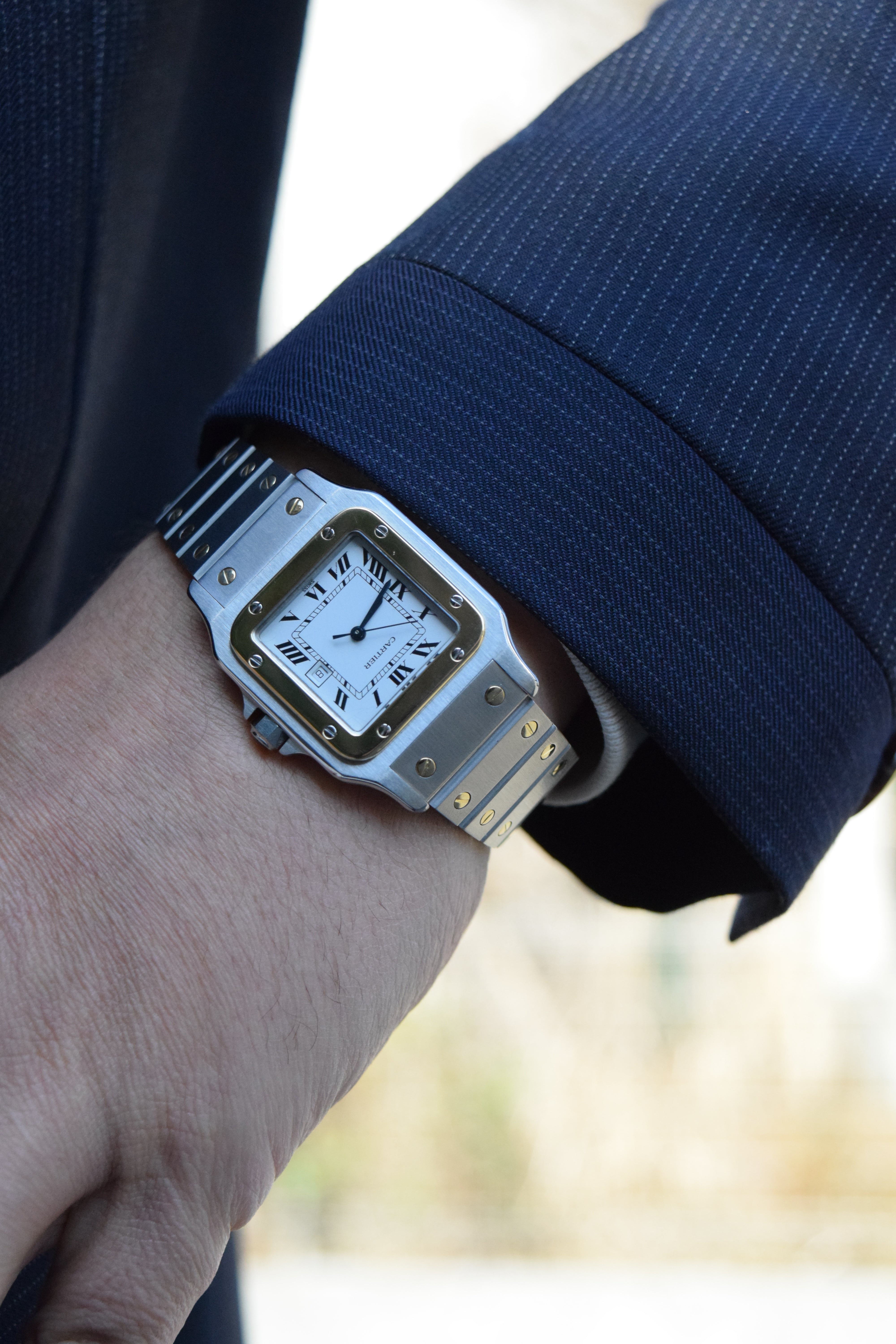 Cartier Santos Galbee LM size stainless steel x gold combination automatic model Ref: 2961