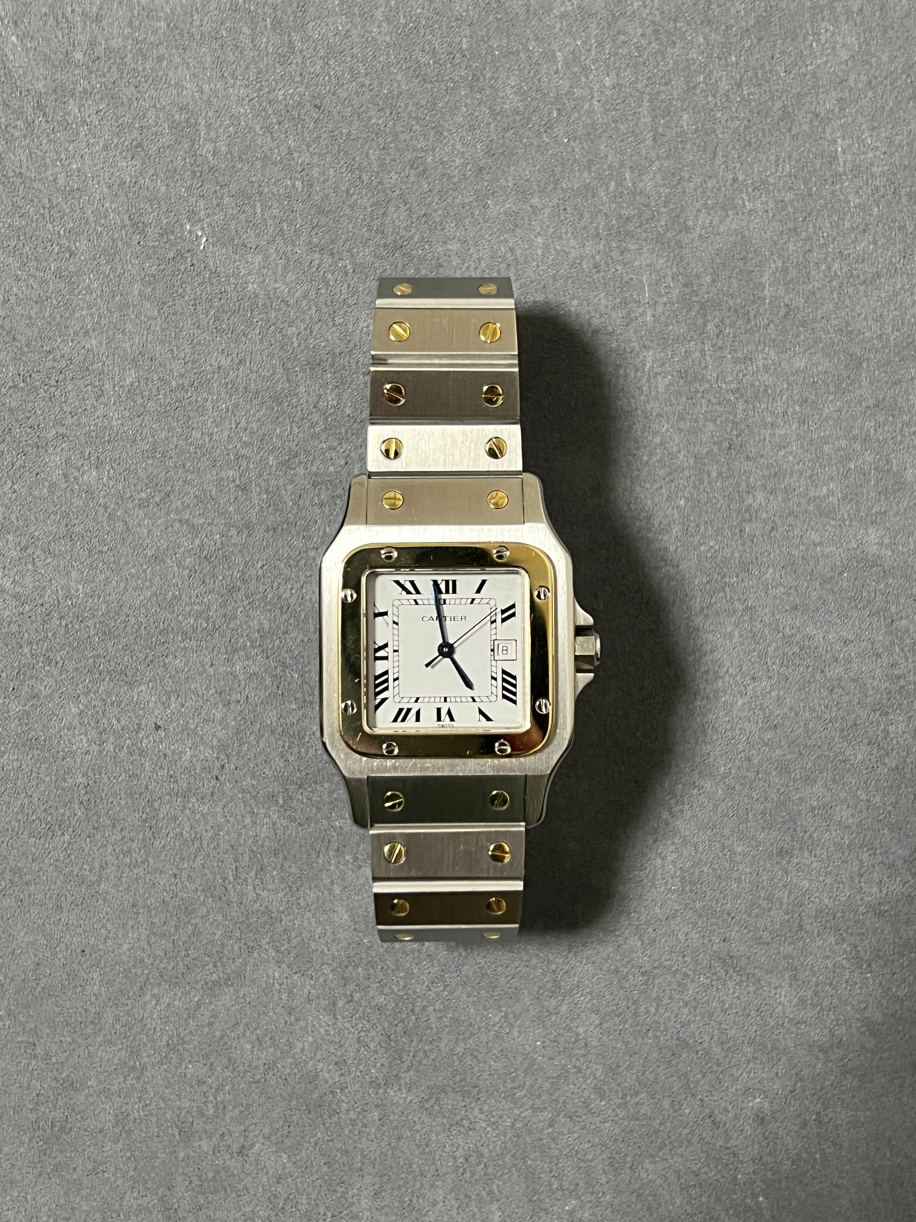 Cartier Santos Galbee LM size stainless steel x gold combination automatic model Ref: 2961