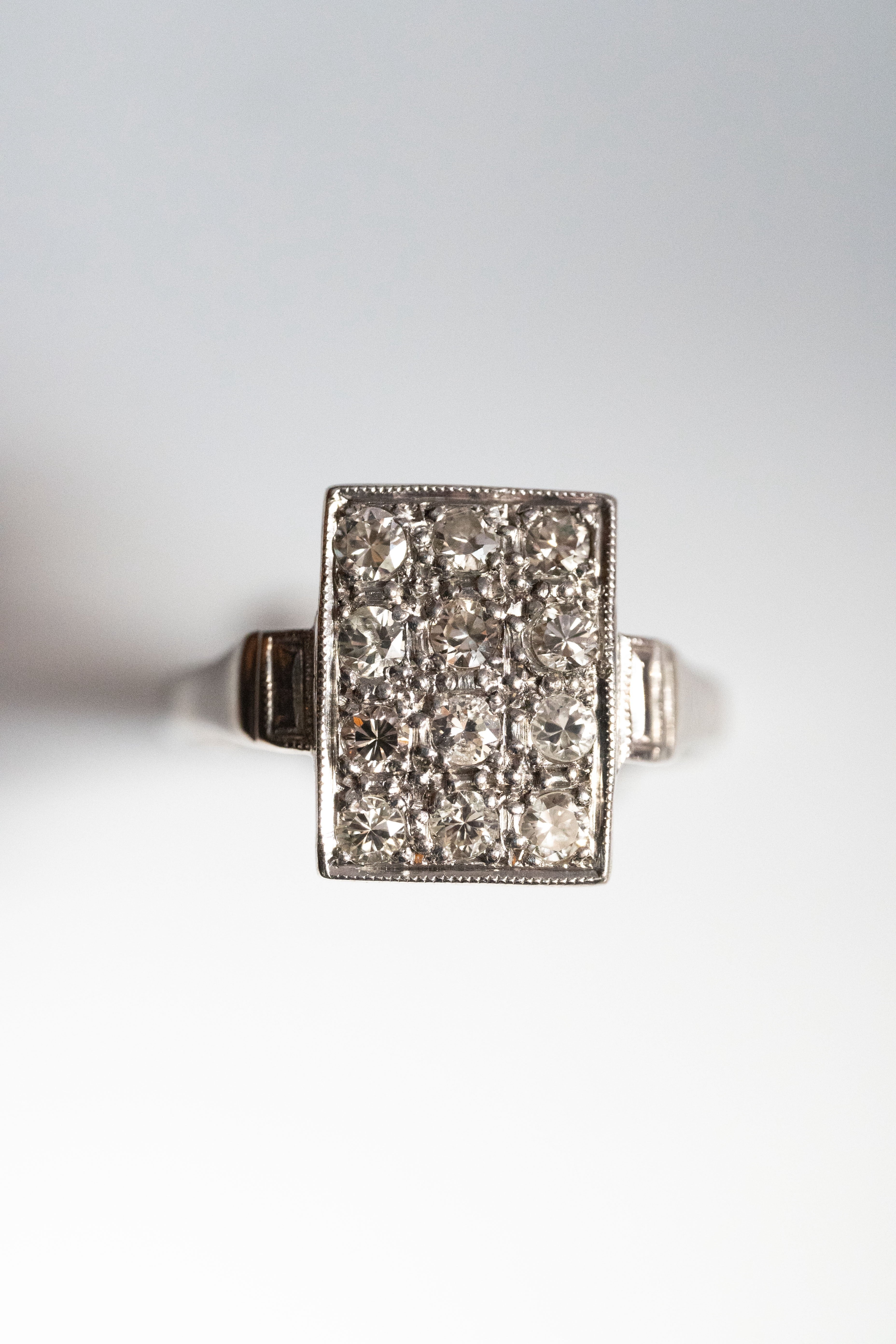 【CGL鑑別書付】プラチナ製 2.3g 1920s アールデコ ダイヤモンド・クラスター・リング