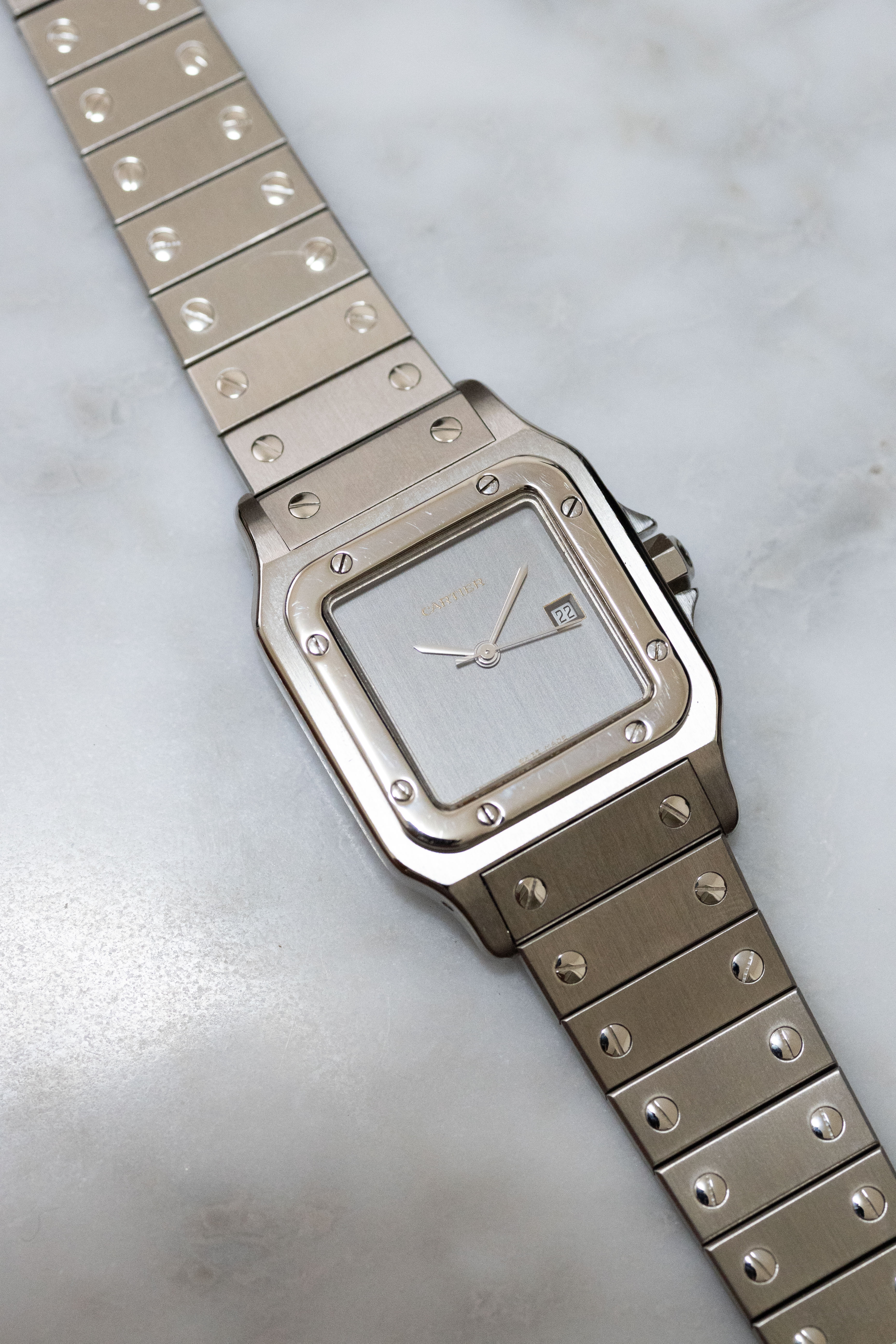 Cartier Santos Galbee LM size stainless steel x gold combination automatic model Ref: 2961
