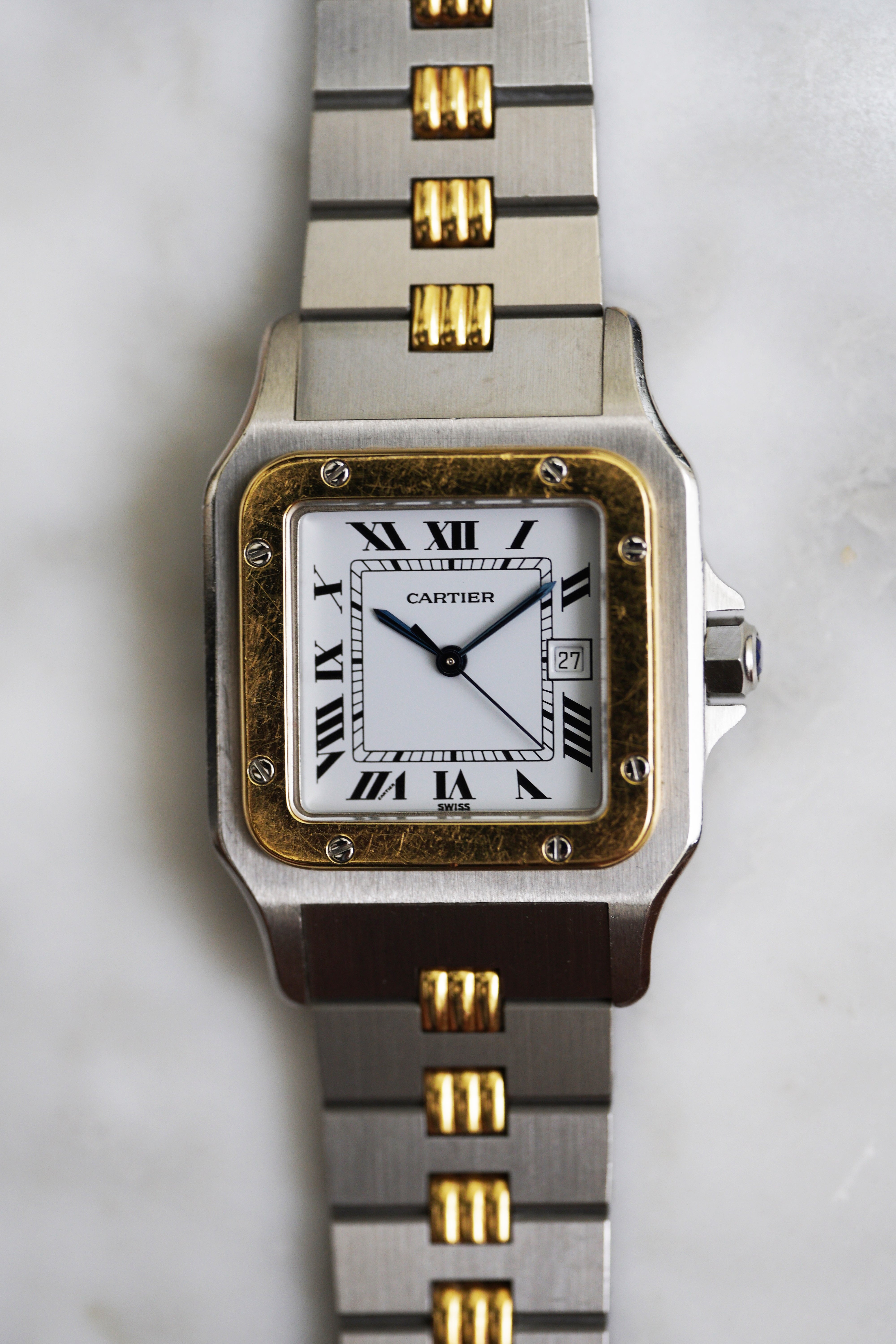 CARTIER カルティエ サントスカレ LMサイズ コンビモデル ゴドロン