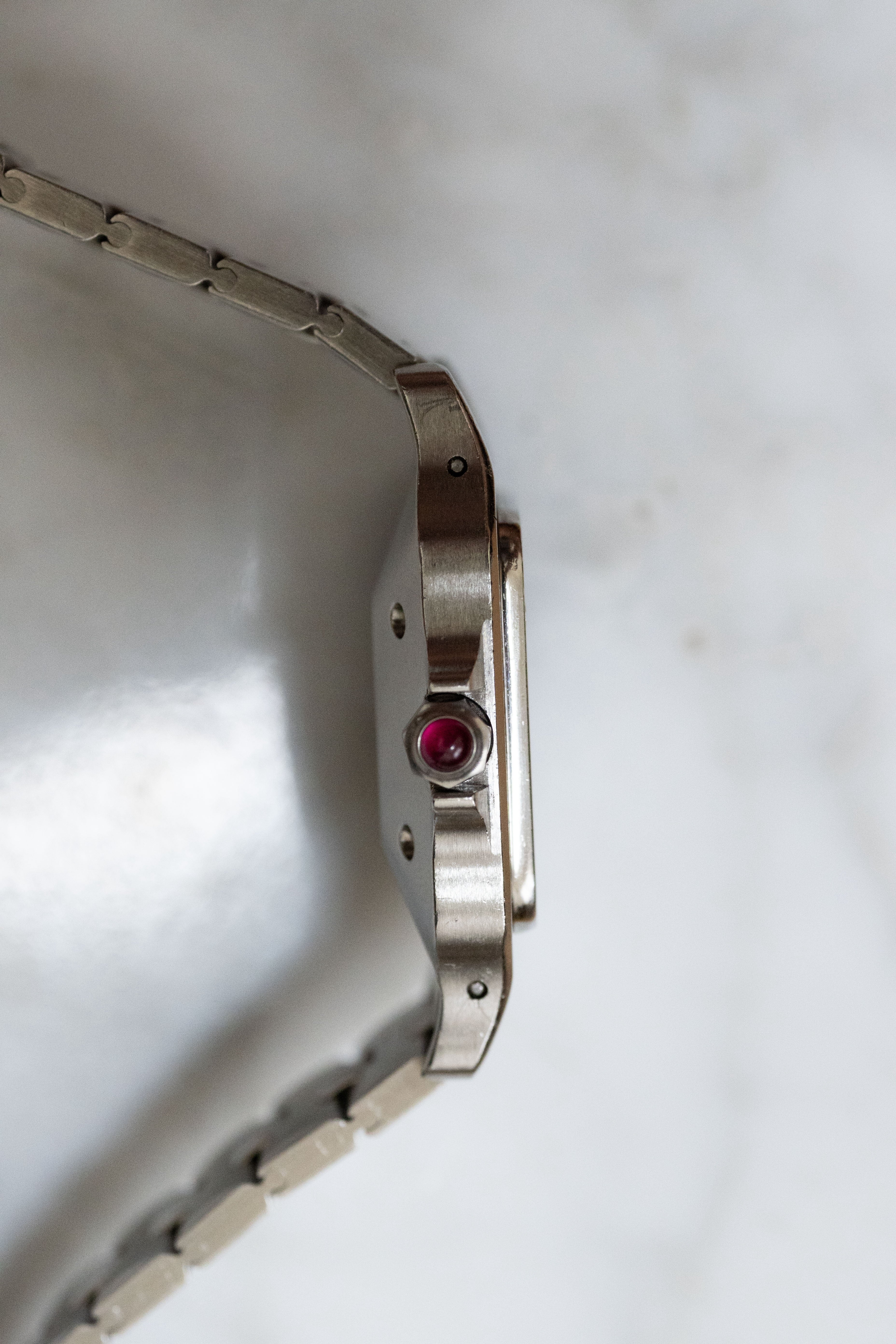 CARTIER カルティエ サントスカレ LMサイズ バーガンディ オールステンレスモデル ゴドロンブレス Ref.2960 自動巻
