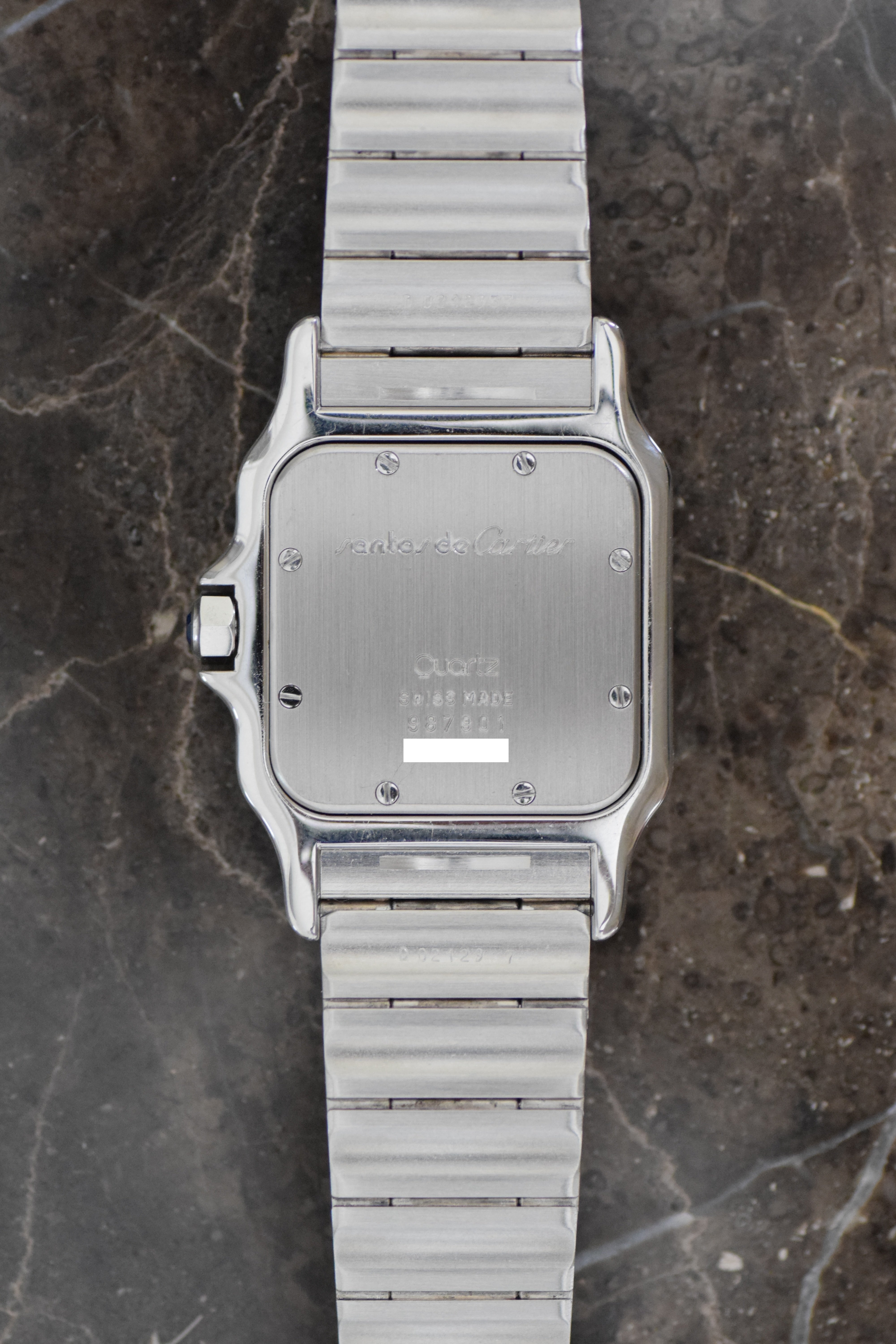 [With warranty] Cartier Santos Galbe LM size Quartz All stainless steel Blue index Ref: 1564