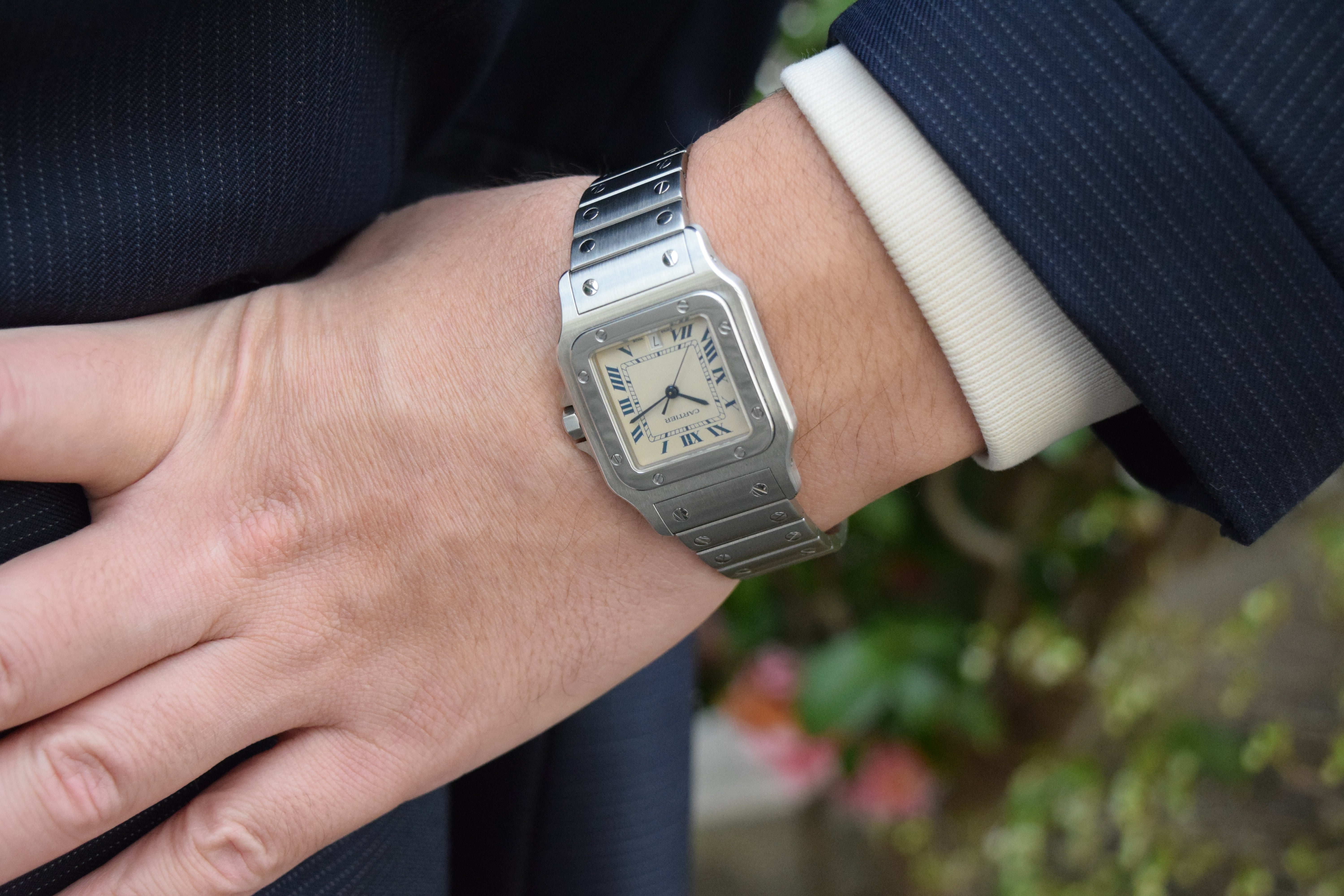 With warranty Cartier Santos Galbe LM size Quartz All stainless stee