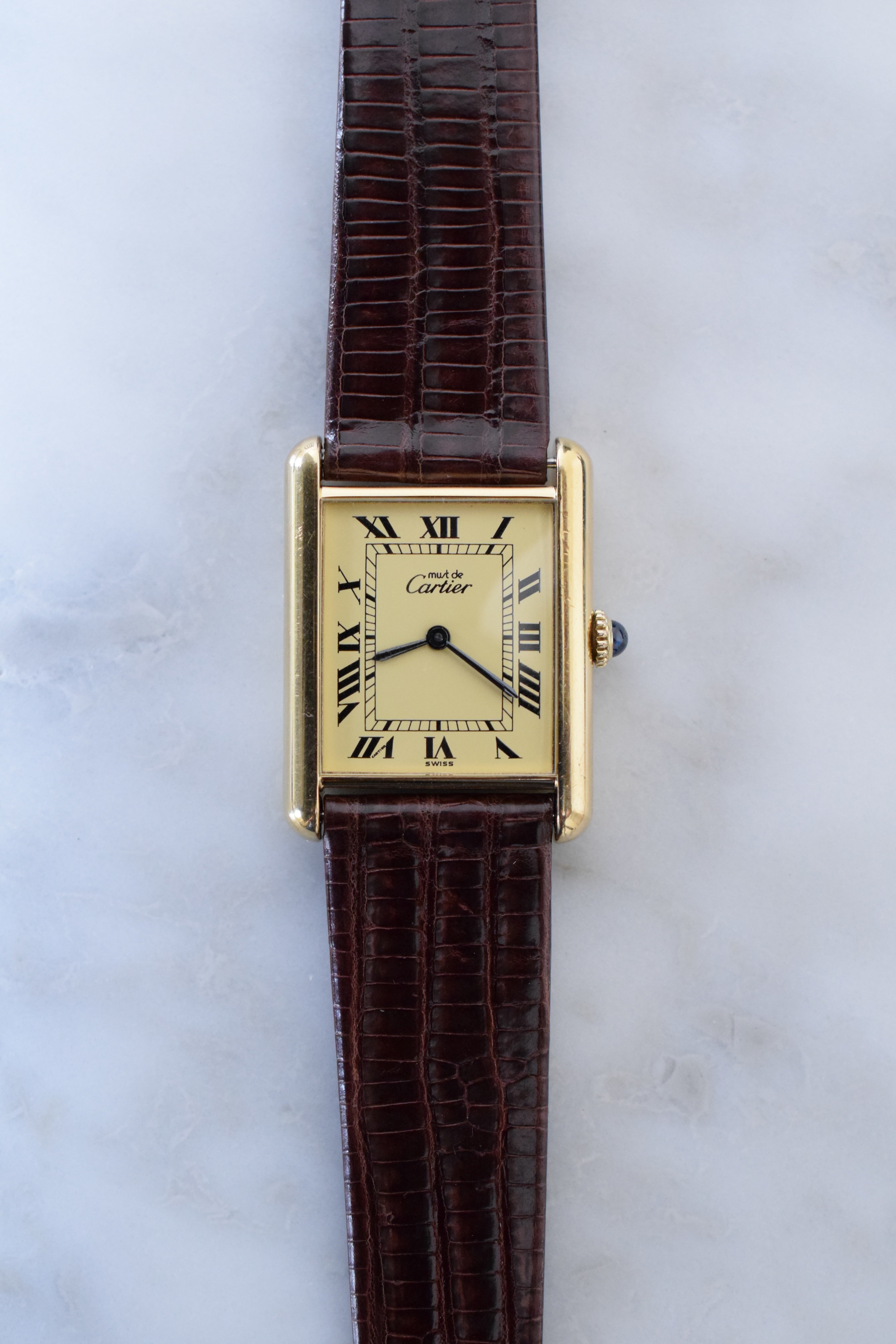 Must de cartier vermeil watch best sale