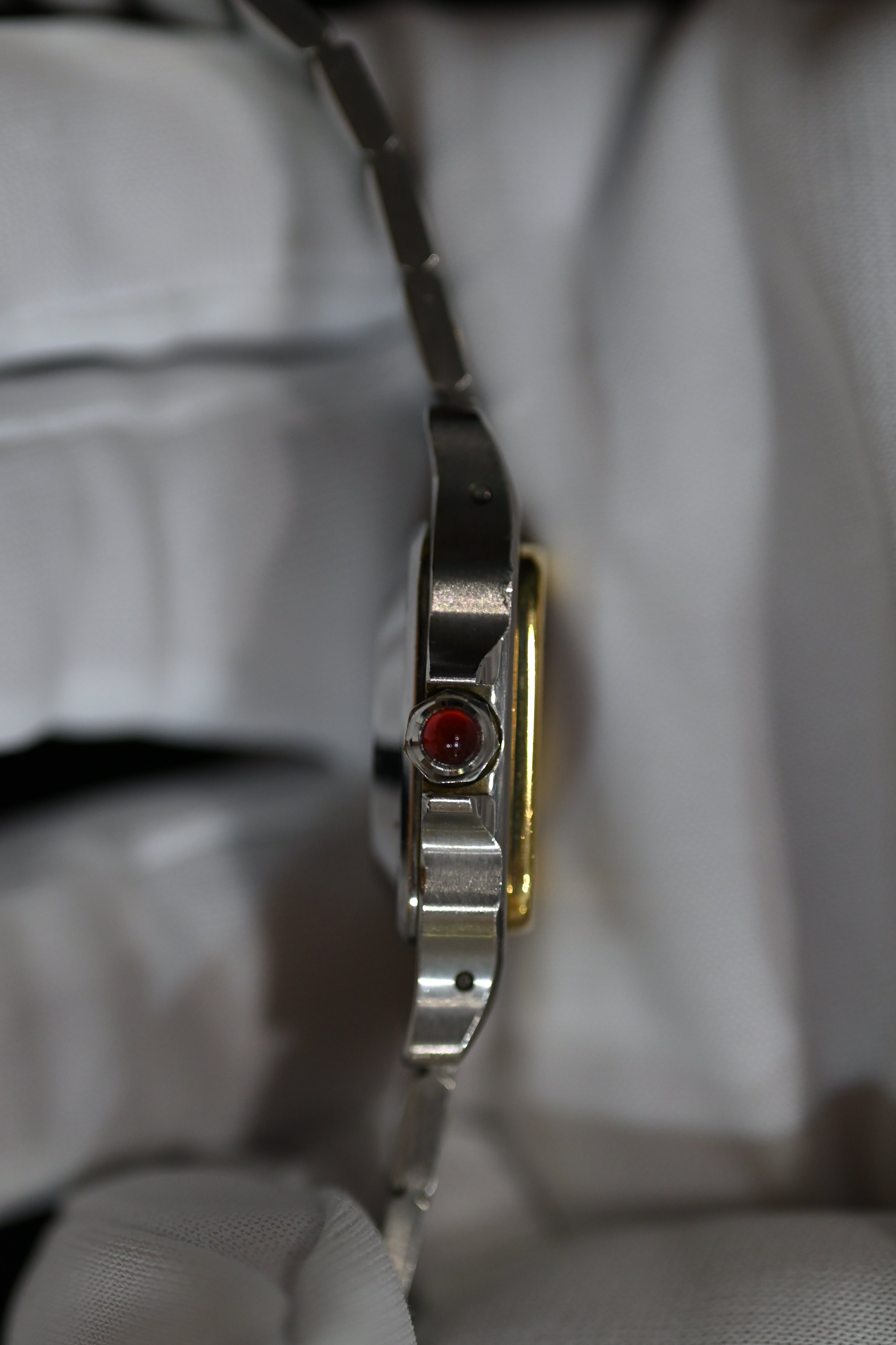 "International Warranty Included" Cartier Santos Galbe LM Size Godron Bracelet Stainless Steel x Gold Combination Automatic Model Ref.2961 