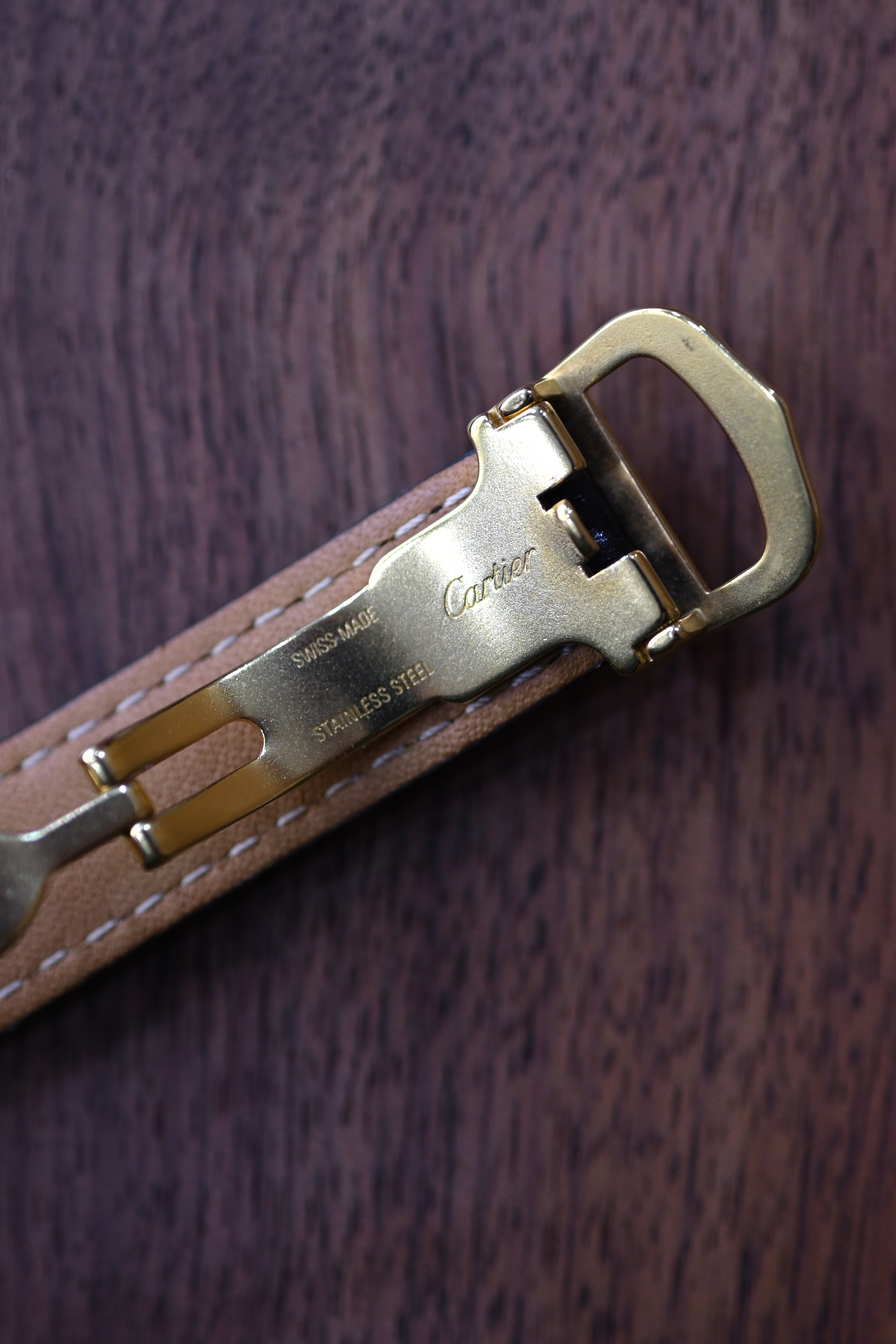 Must de Cartier Tank Ladies Vintage Watch Pink Aquarino MM Size Pure Silver with 18K Vermeil