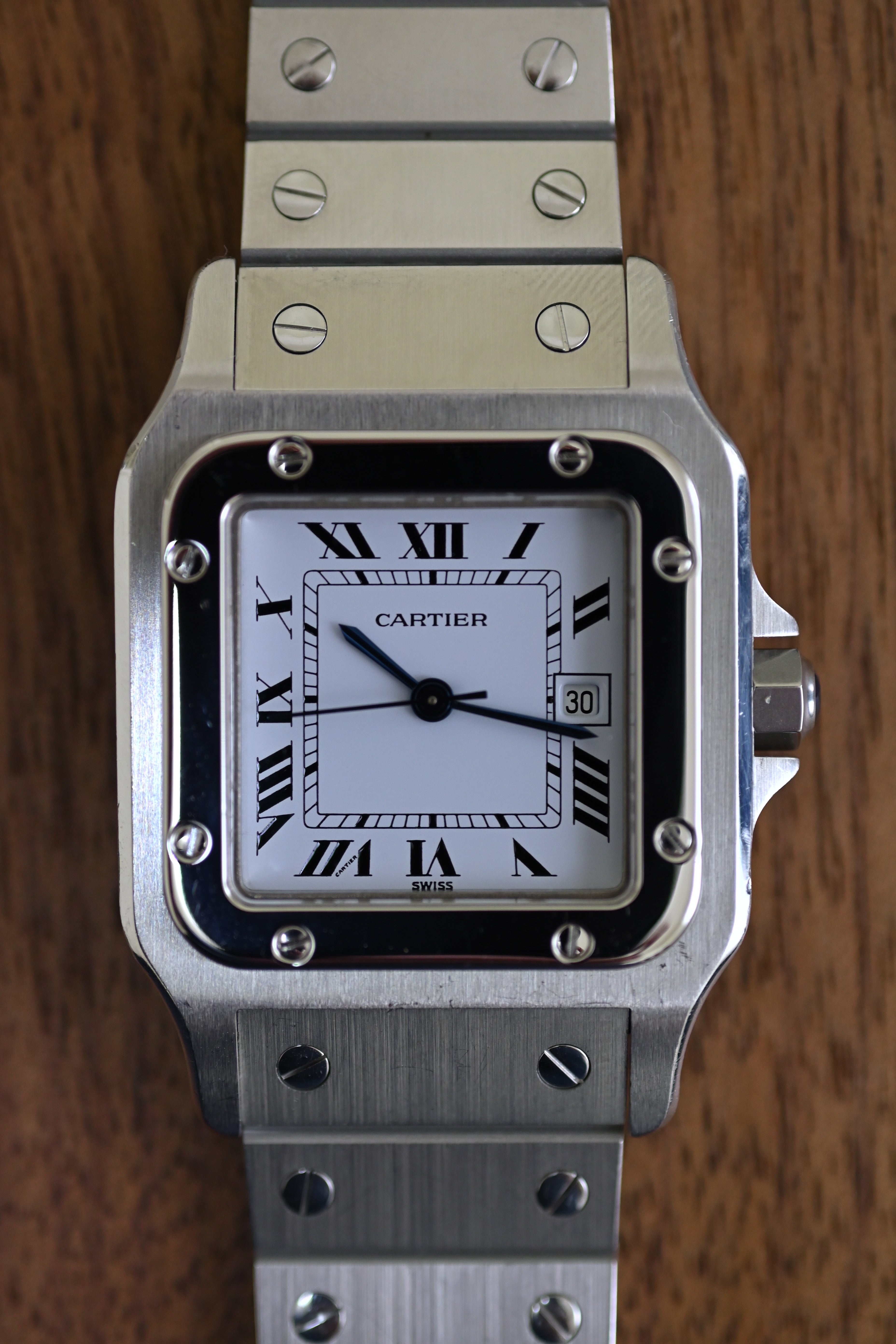 Cartier Santos Galbee LM size stainless steel x gold combination automatic model Ref: 2961