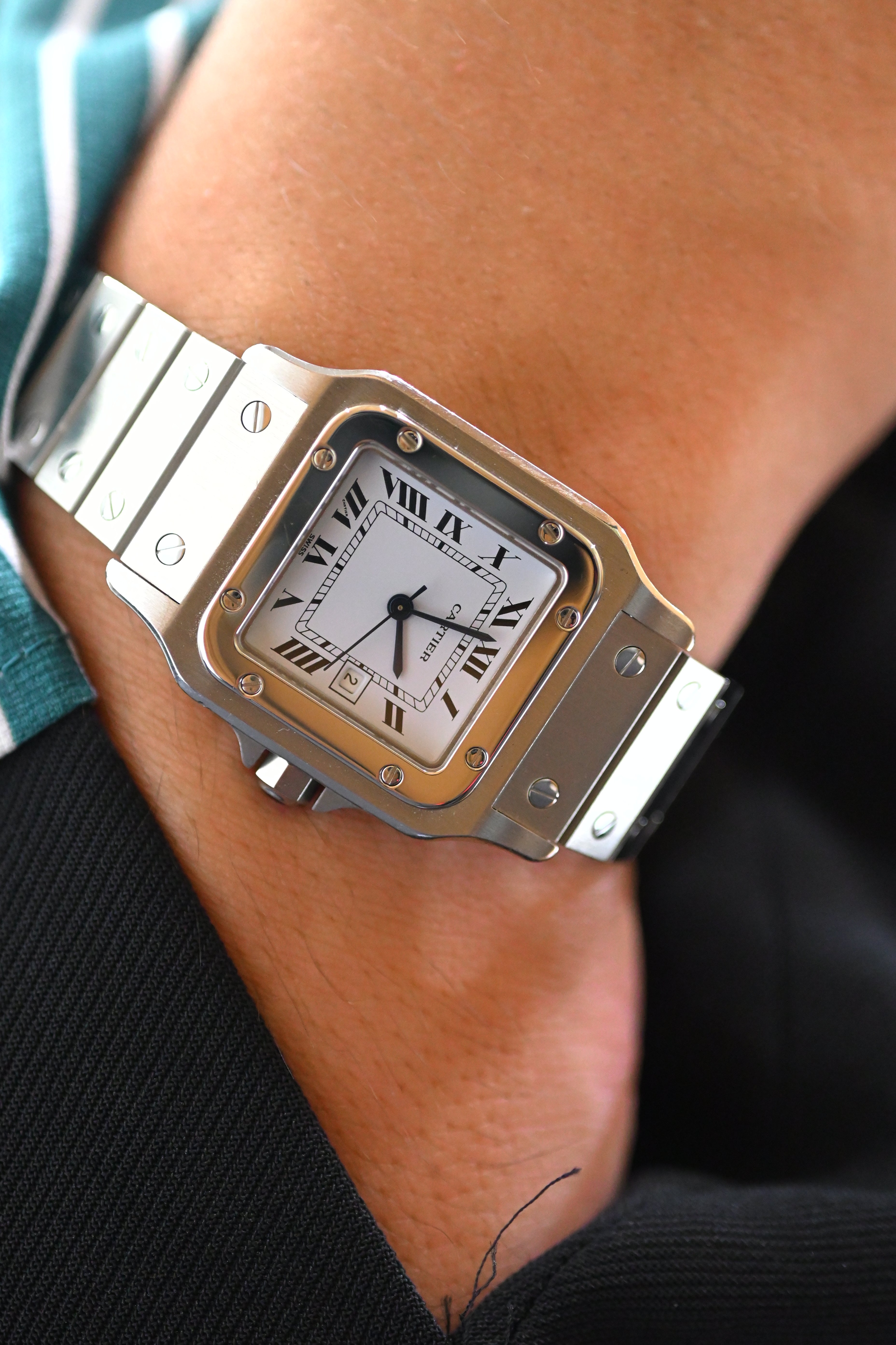 Cartier Santos Galbee LM size stainless steel x gold combination automatic model Ref: 2961