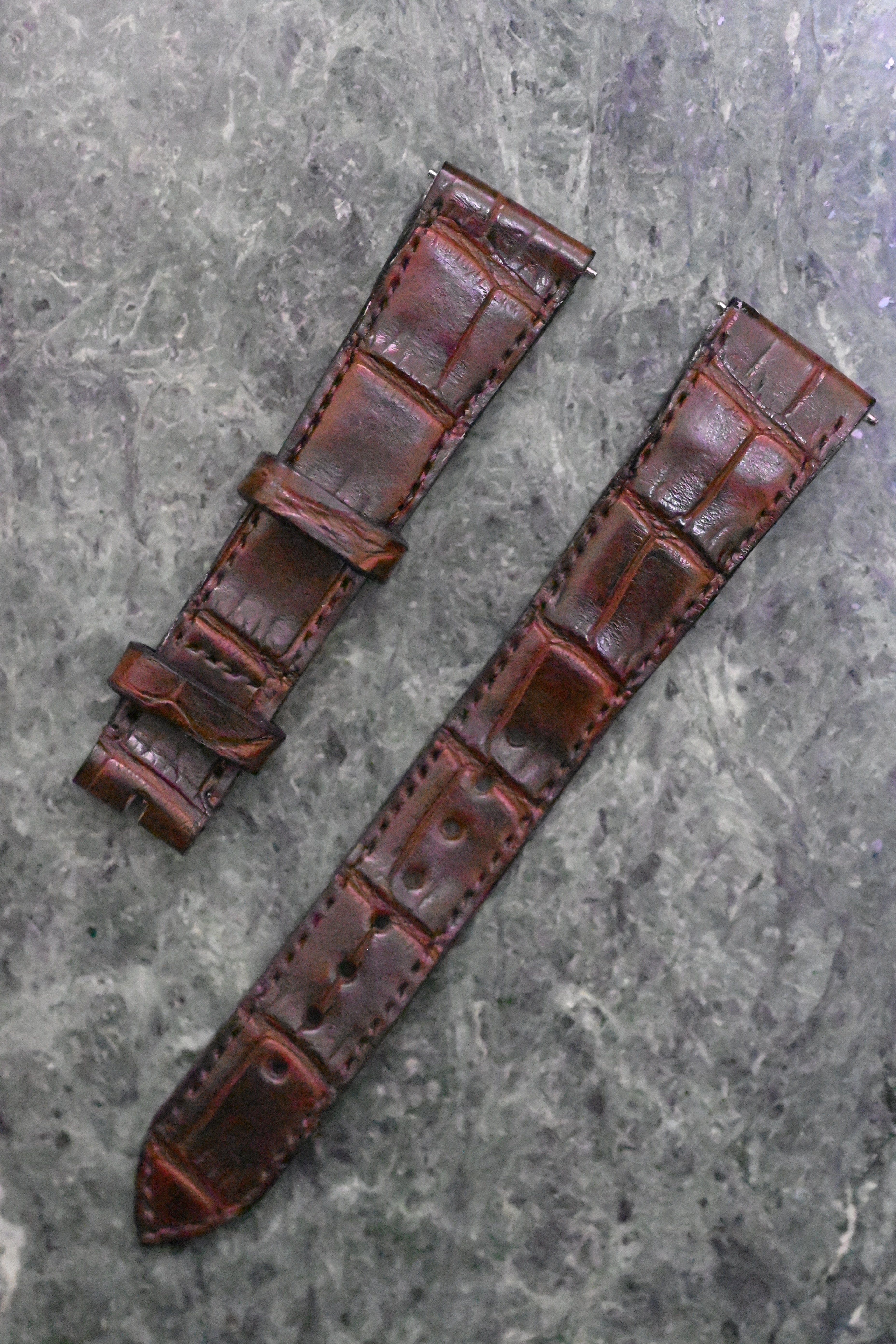 腕時計ベルト【アリゲーター/ダークブラウン竹腑】