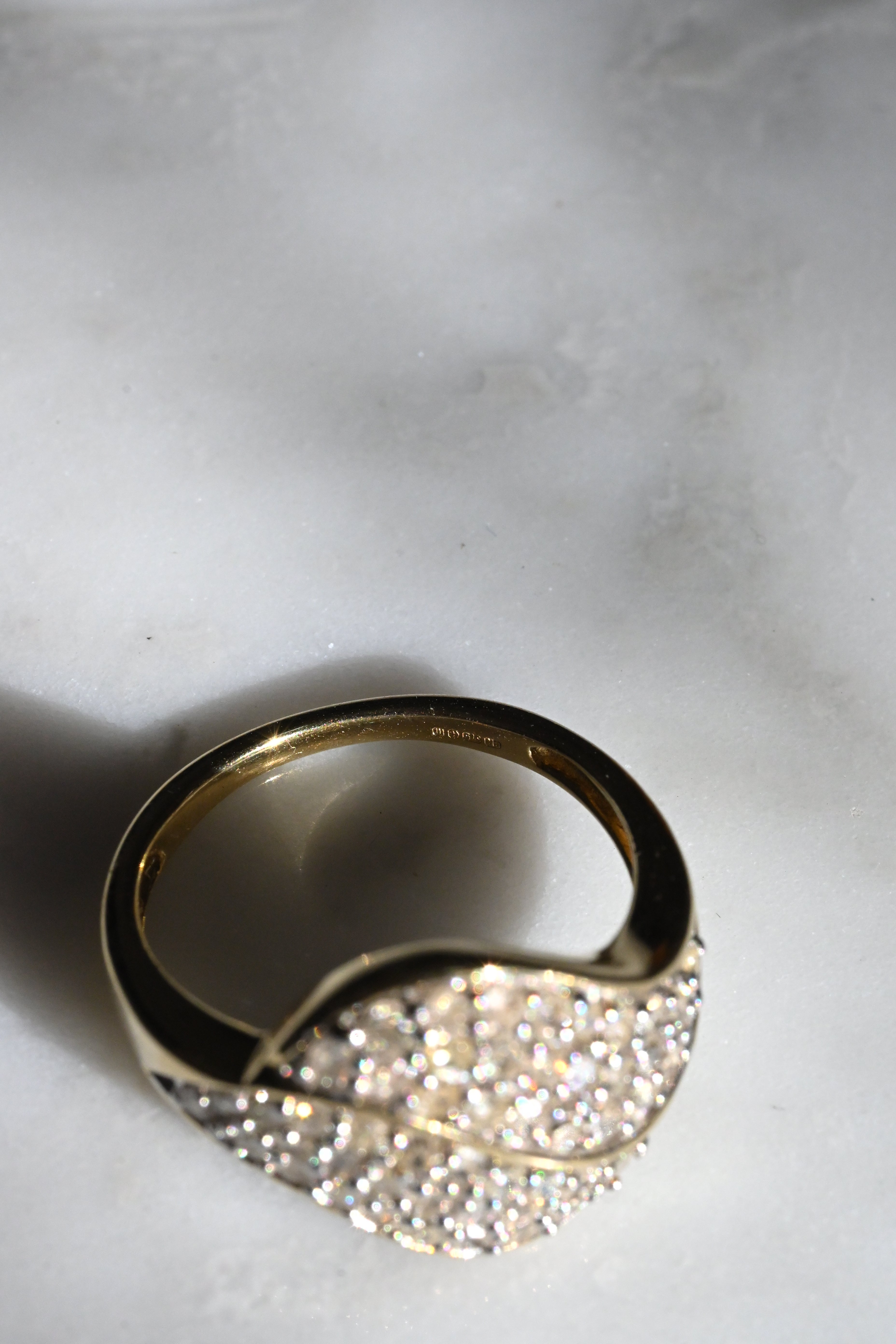 9K ヴィンテージリング 1ct ダイヤモンド クラスター