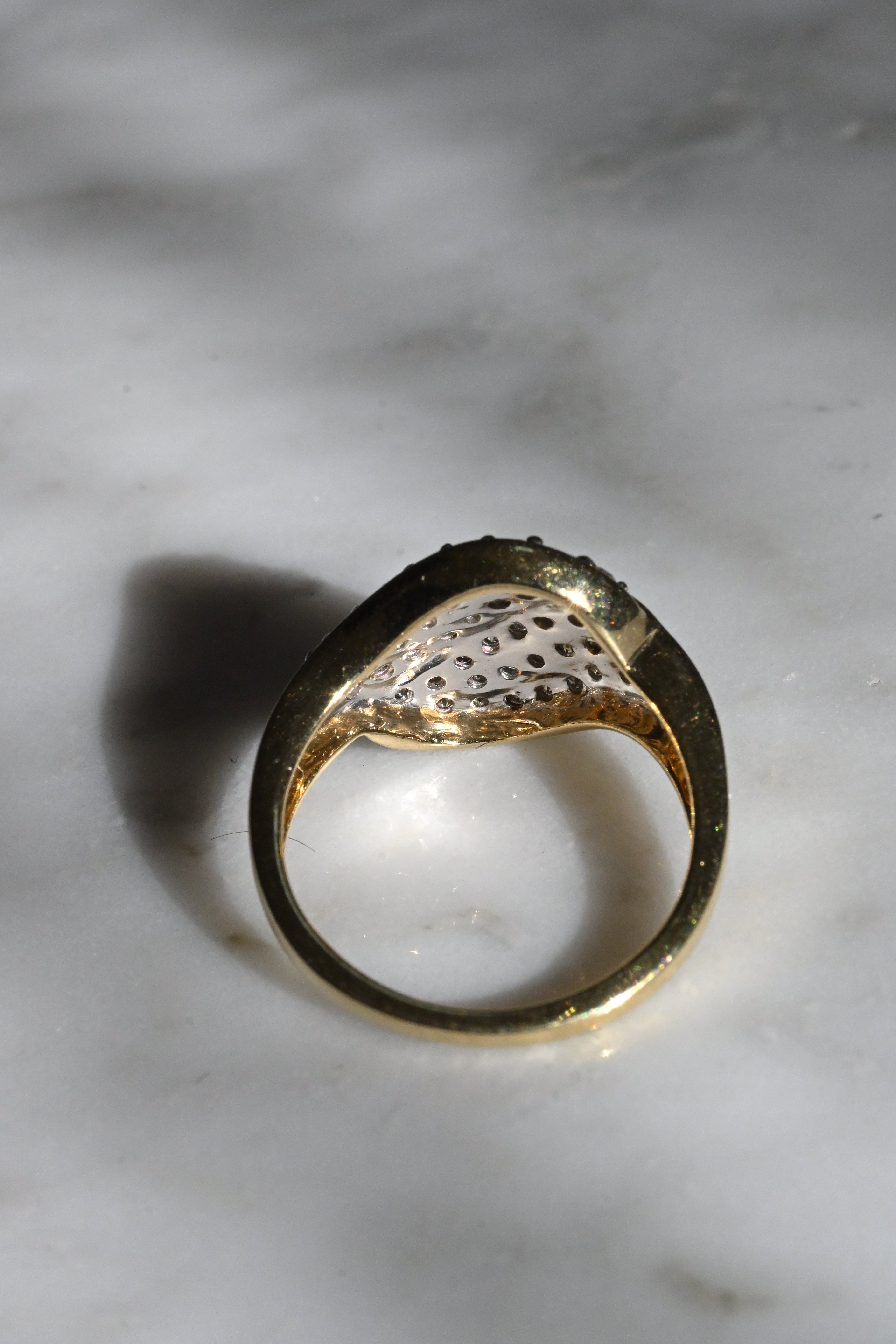 9K ヴィンテージリング 1ct ダイヤモンド クラスター