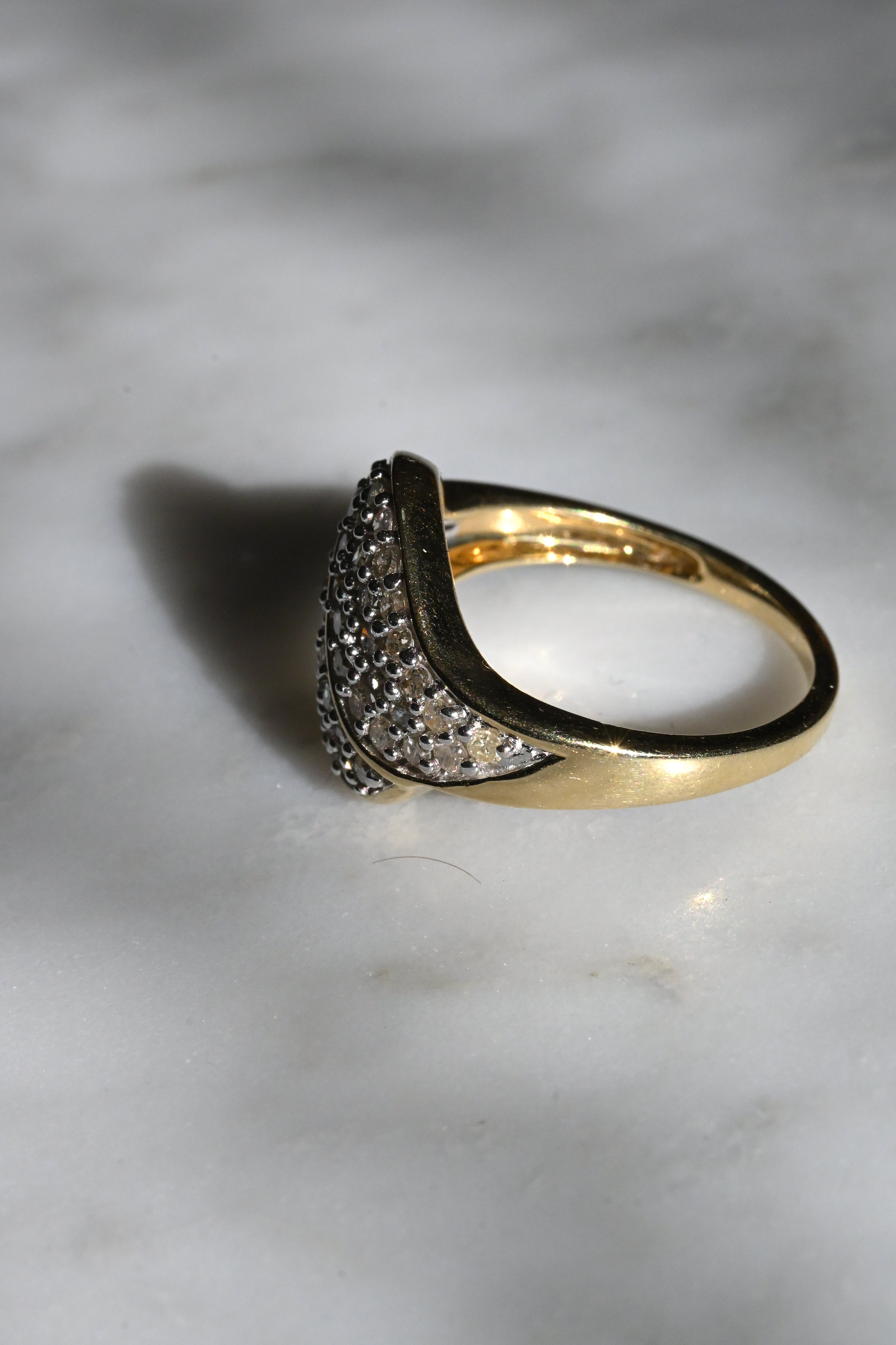 9K ヴィンテージリング 1ct ダイヤモンド クラスター