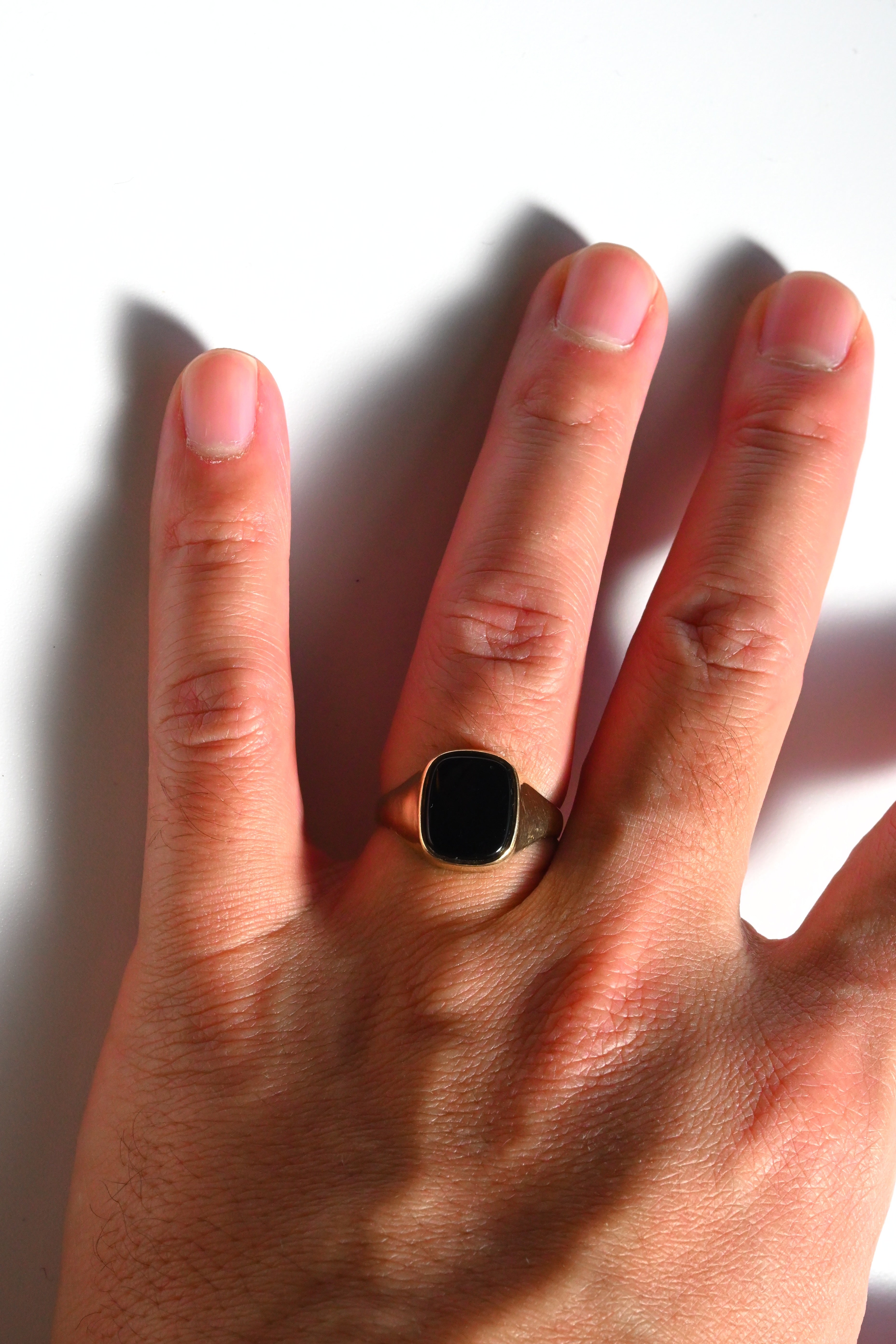 英国ヴィンテージ 9Kゴールド×オニキス・シグネットリング