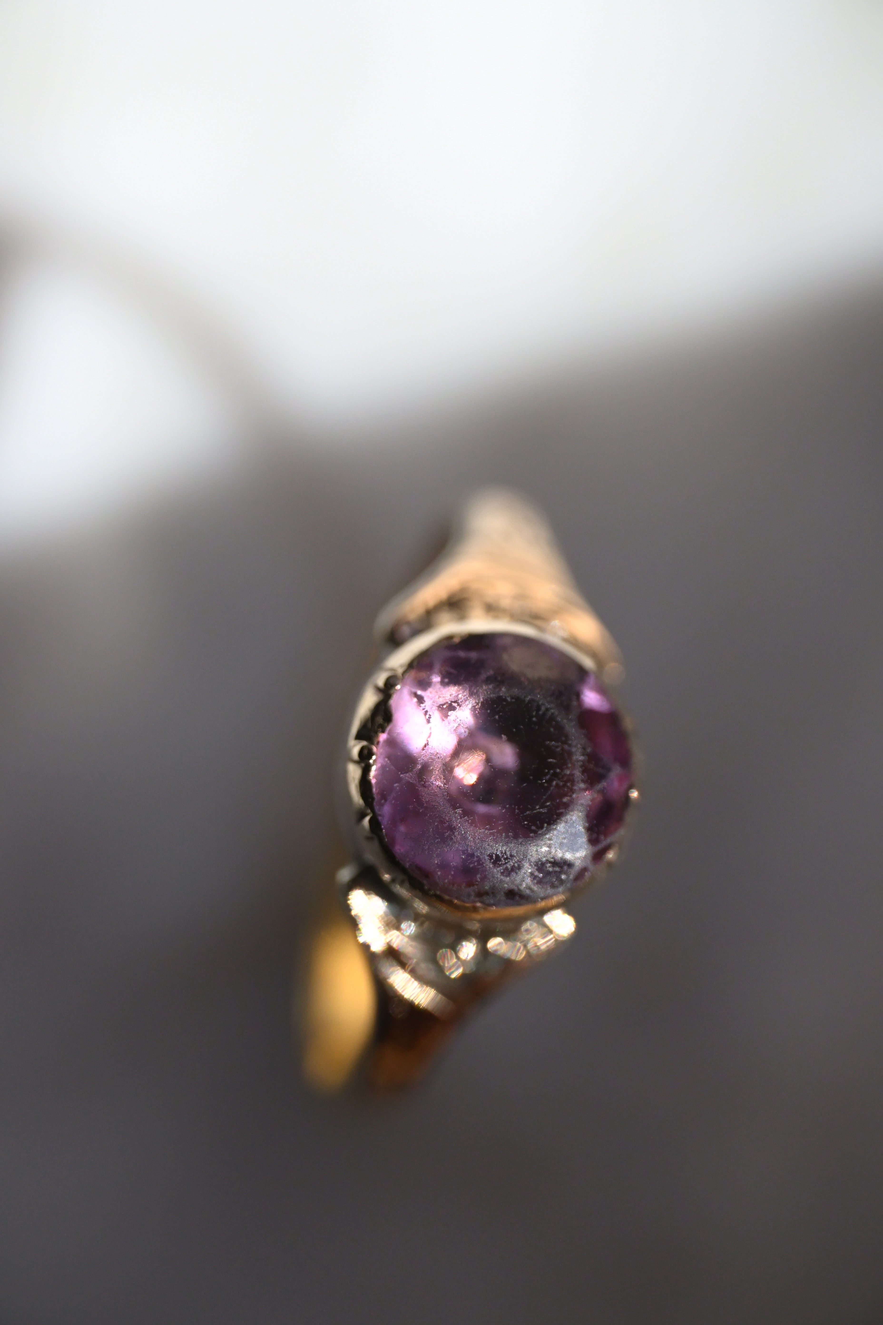 【18世紀・ジョージアン】稀少 18K/9K ゴールド 天然アメジストリング