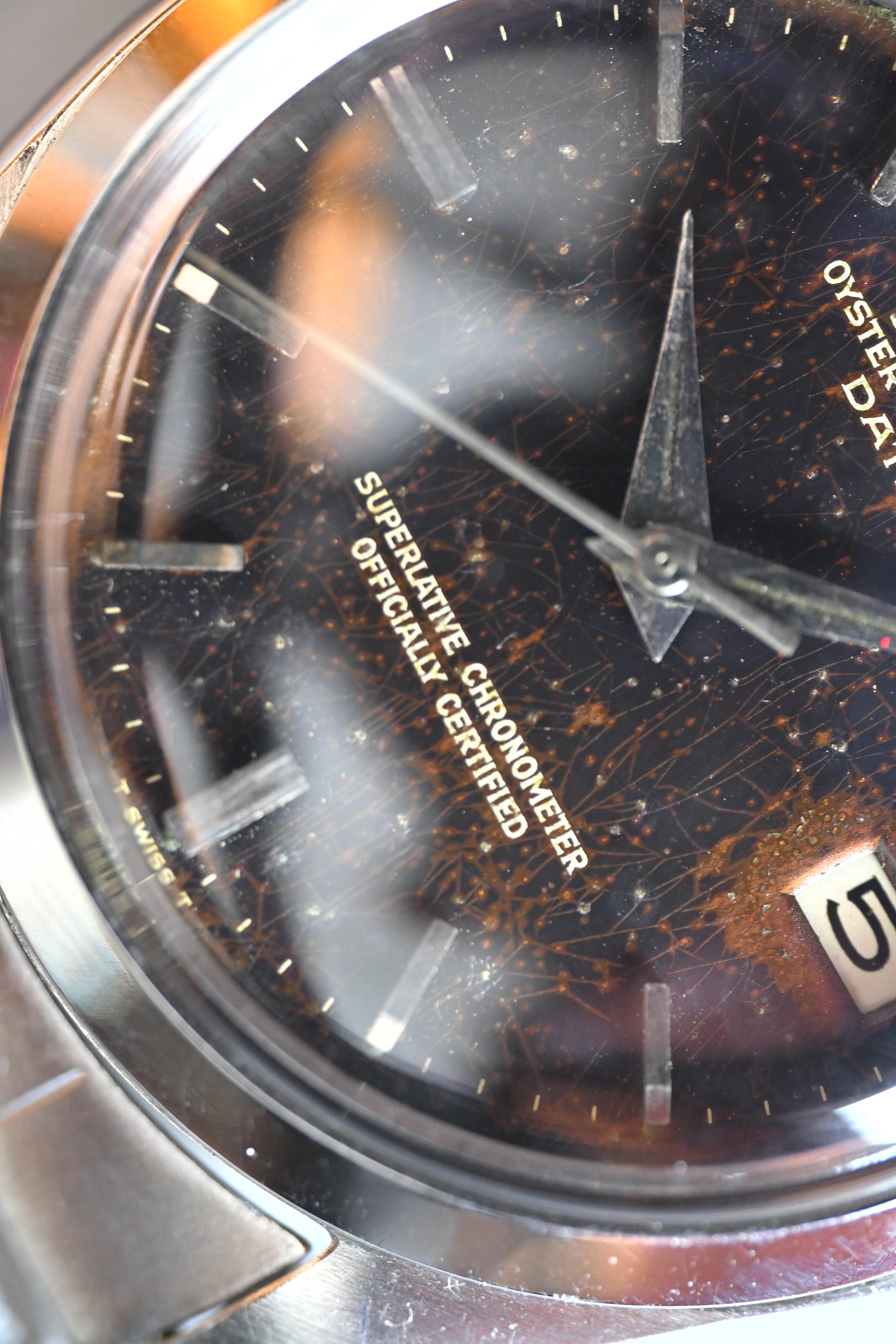 箱/保証書付き ROLEX ロレックス オイスターパーペチュアルデイト Ref.1500 トロピカルコスモダイヤル