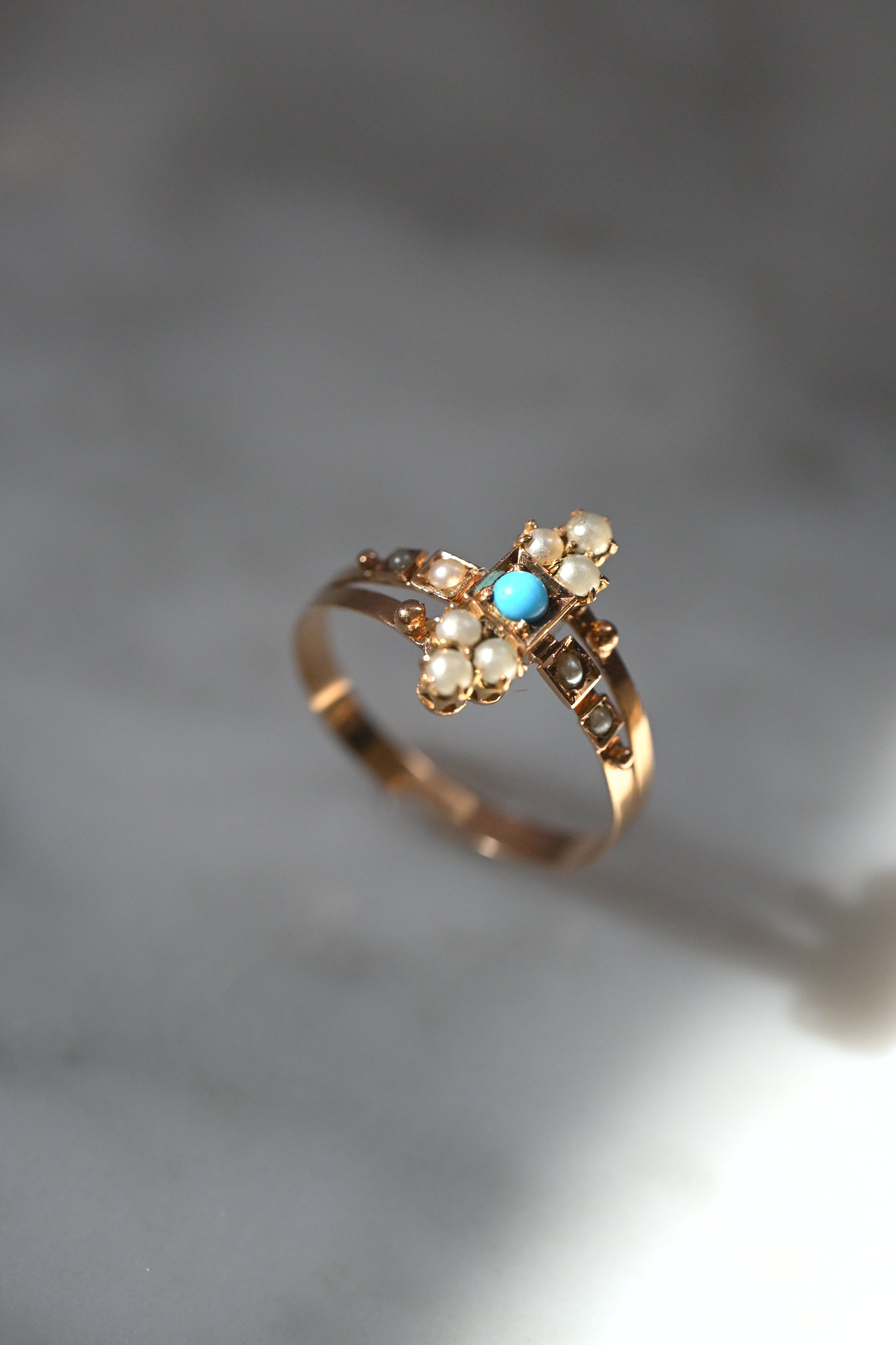 アンティークリング ヴィクトリアン 19世紀 18K パール ターコイズ