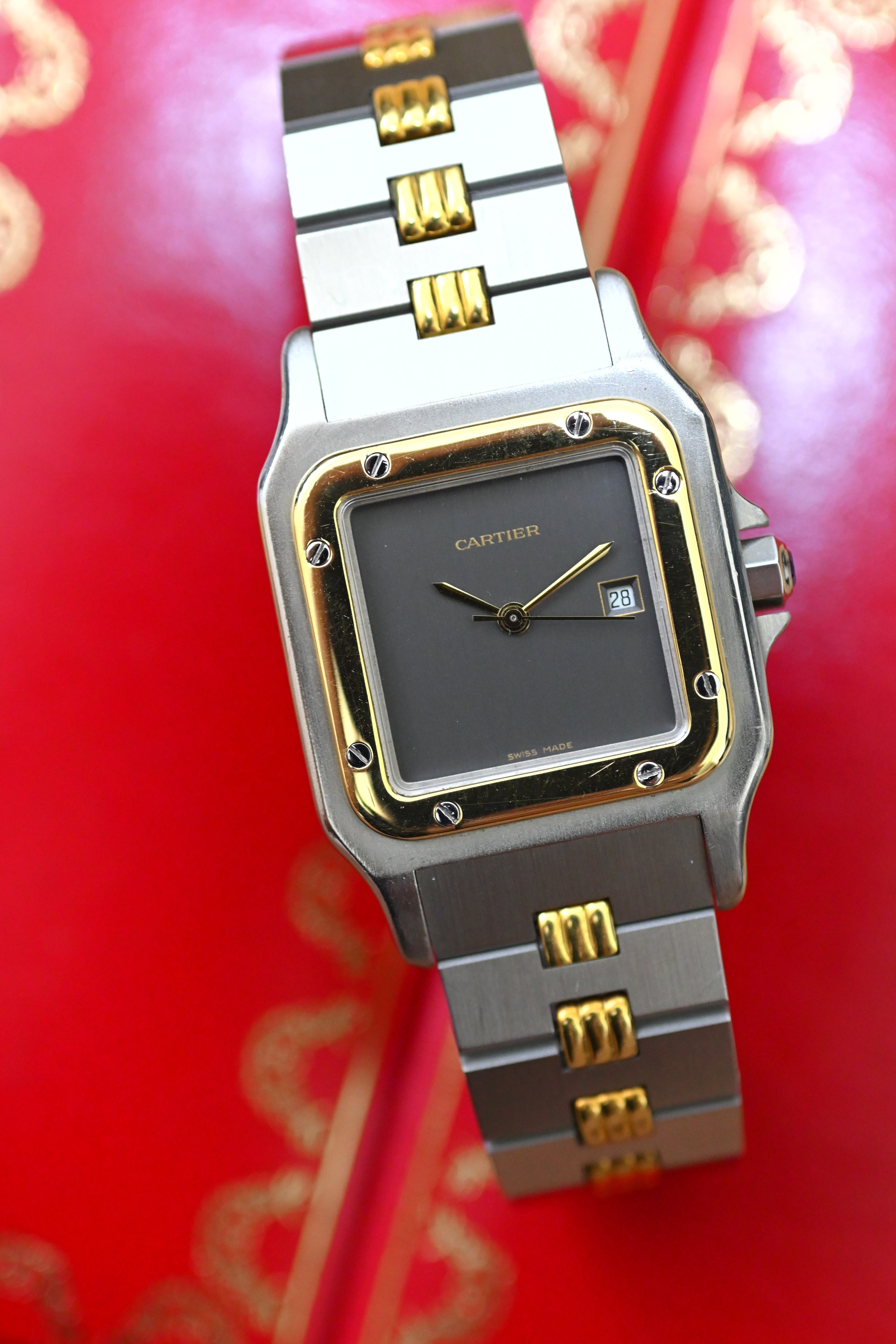 CARTIER カルティエ サントスカレ LMサイズ グレー ゴースト コンビモデル ゴドロンブレス Ref.2961 自動巻