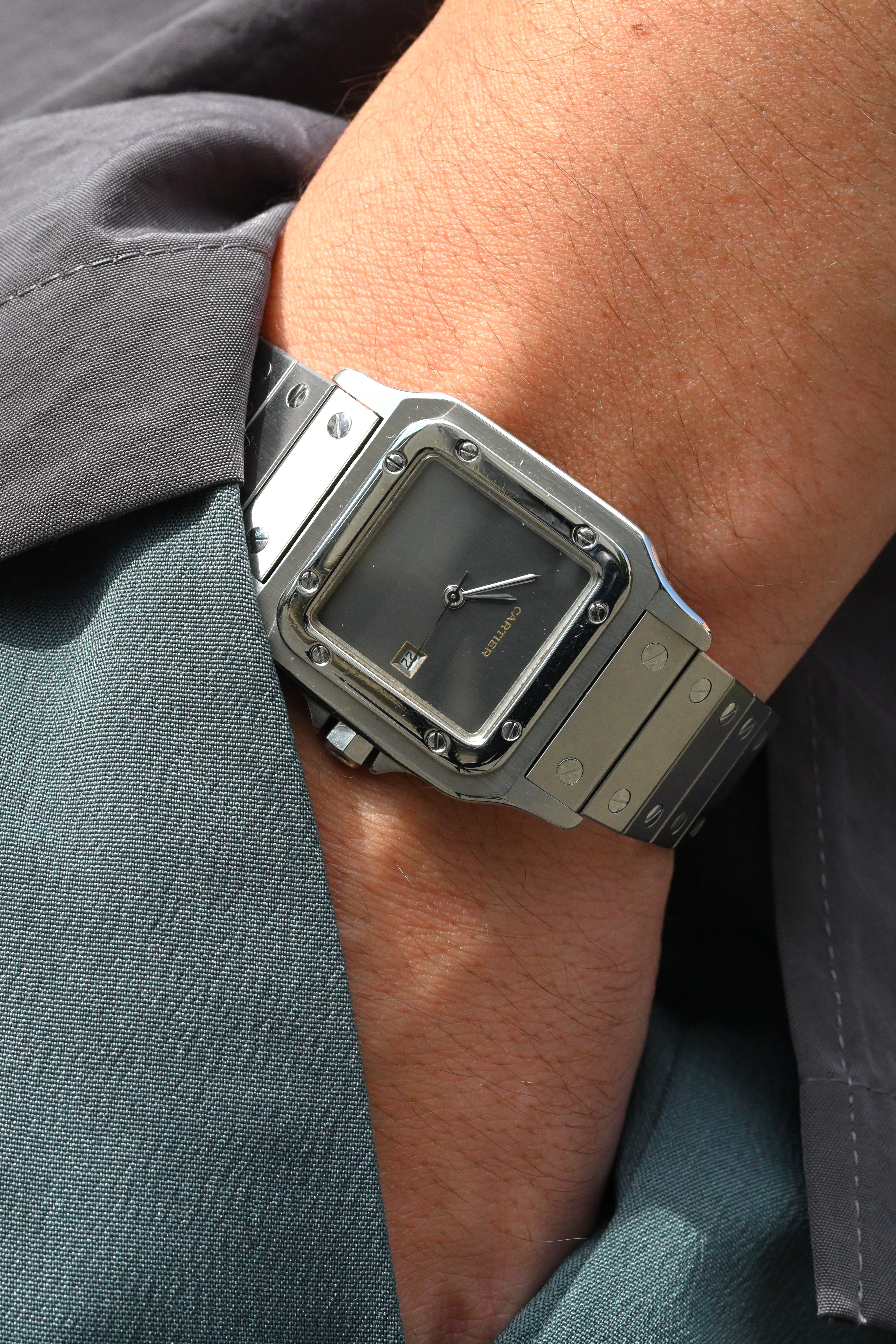 Cartier Santos Galbee LM size stainless steel x gold combination automatic model Ref: 2961