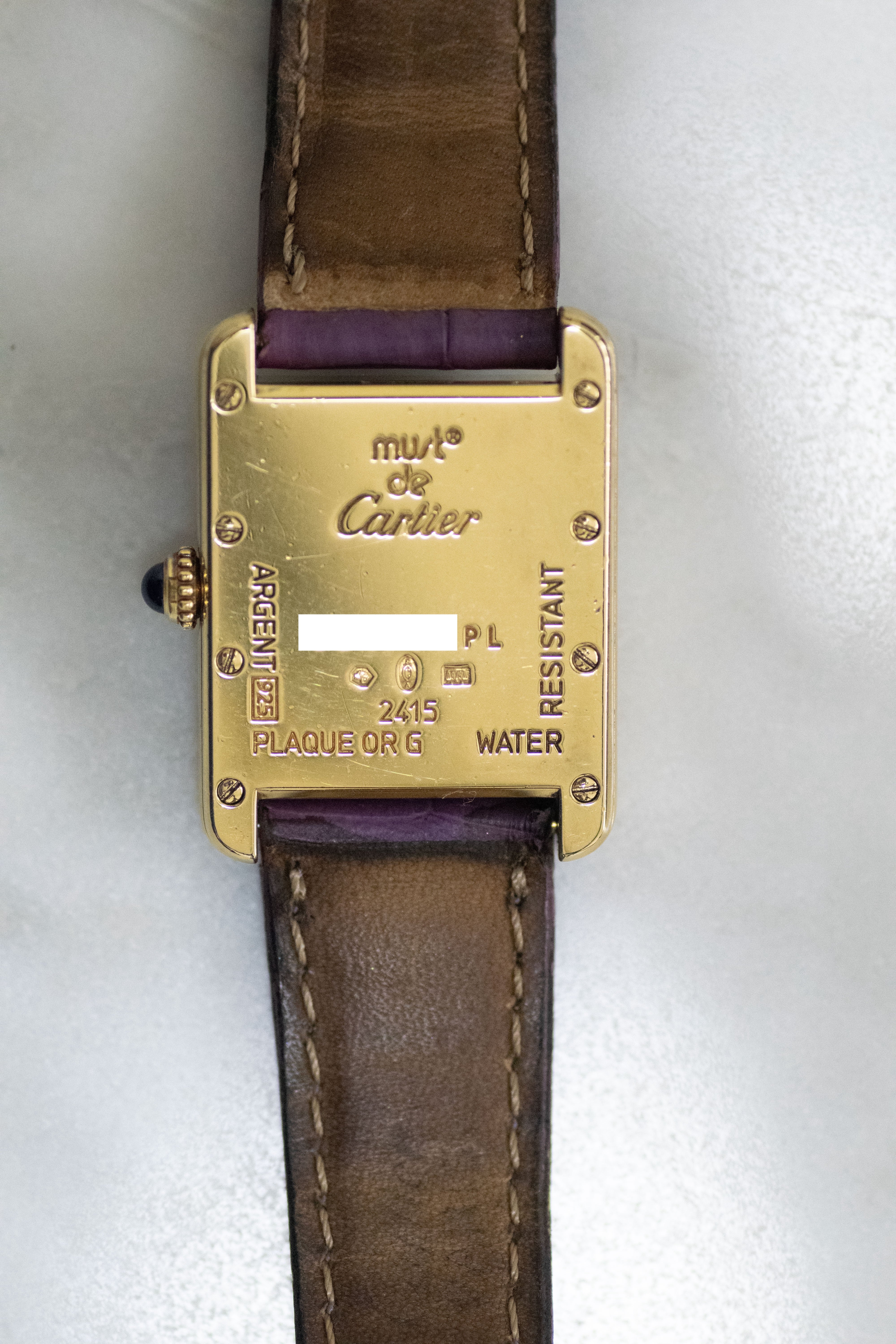 Must de Cartier Tank Ladies Vintage Watch Inner Grey SM Size Pure Silver with 18K Vermeil